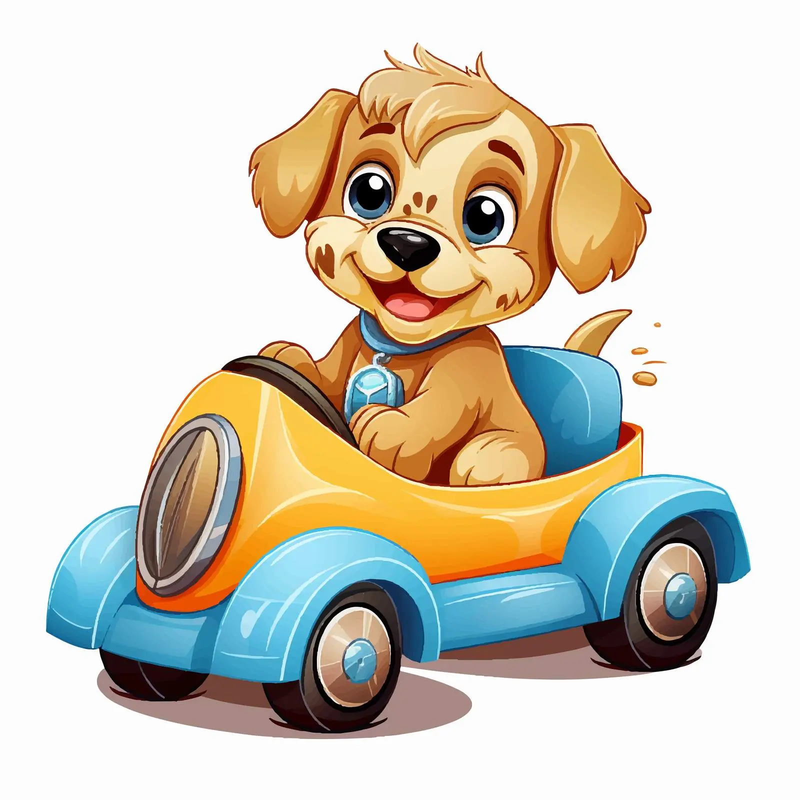 Cartoon Dog Driving Car in Garage Illustration — free download from Dotvec