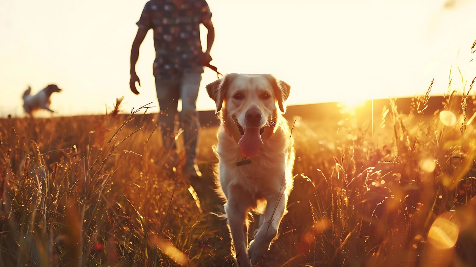 Joyful Dog Running with Owner on Meadow — free download from Dotvec