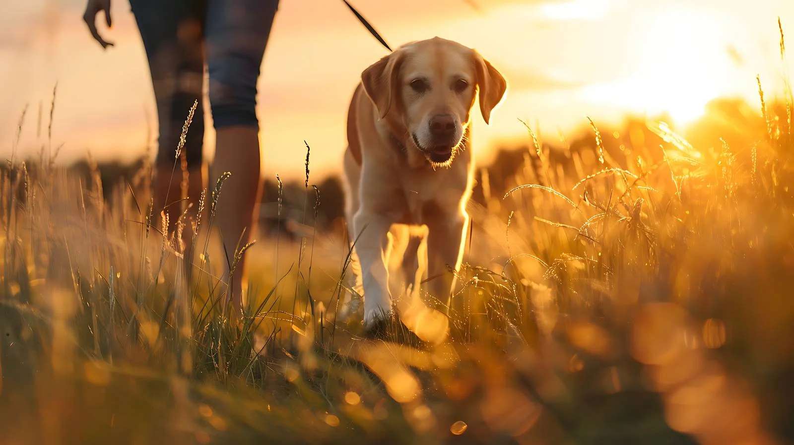 Joyful Dog Walks with Owner Outdoors — free download from Dotvec