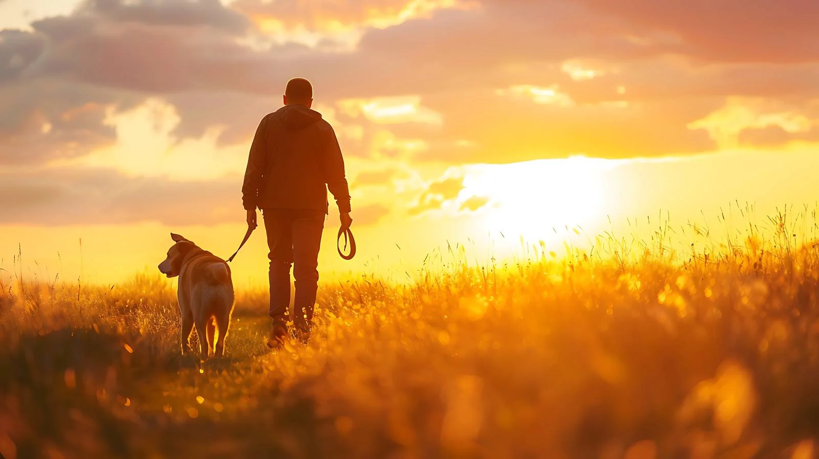 Joyful Dog and Owner Meadow Stroll — free download from Dotvec