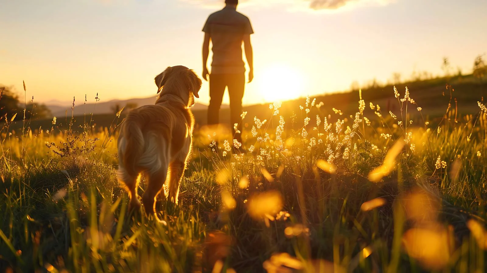 Joyful Dog Walking with Owner Outdoors — free download from Dotvec