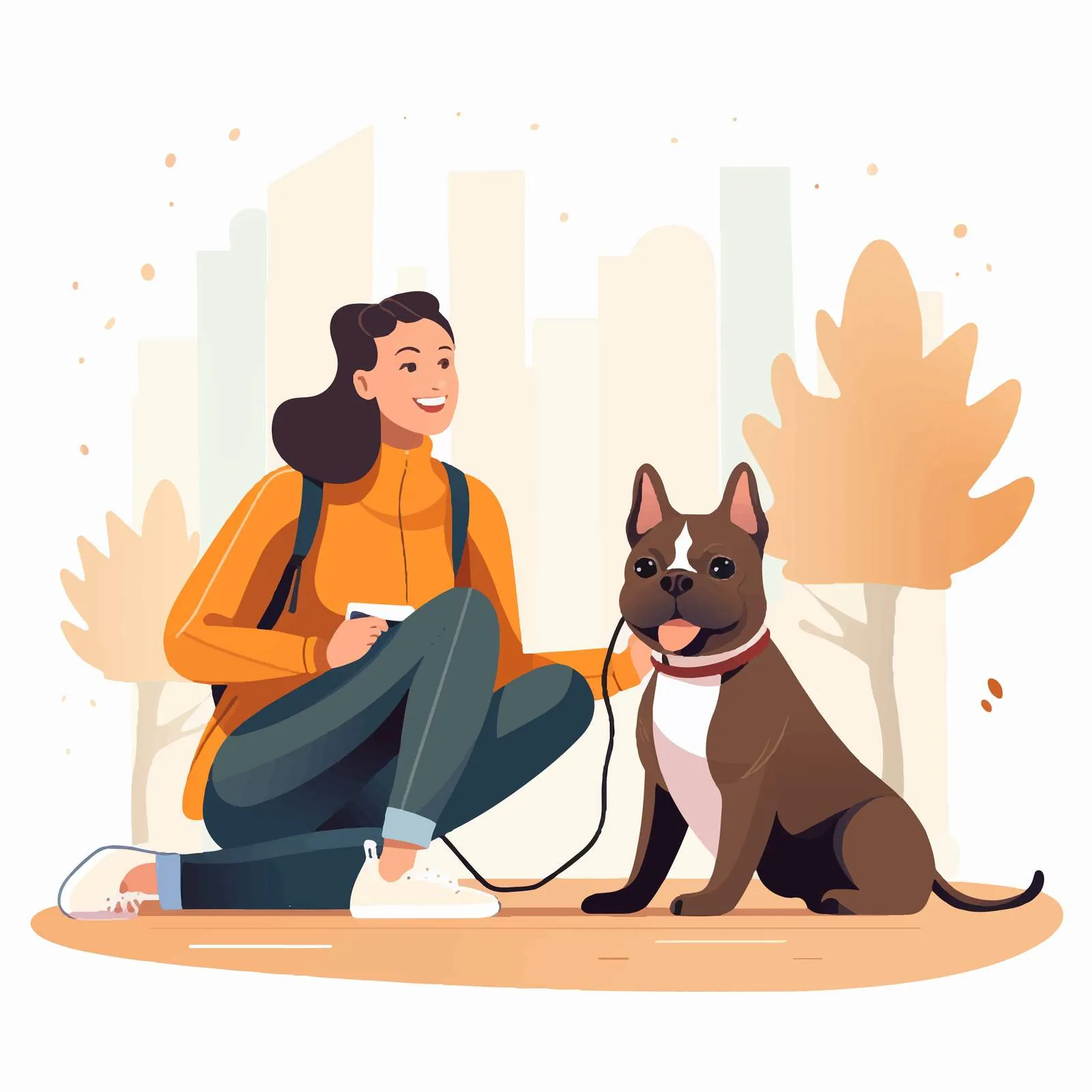 French Bulldog Sitting by Female Owner – free bulldog image from Dotvec