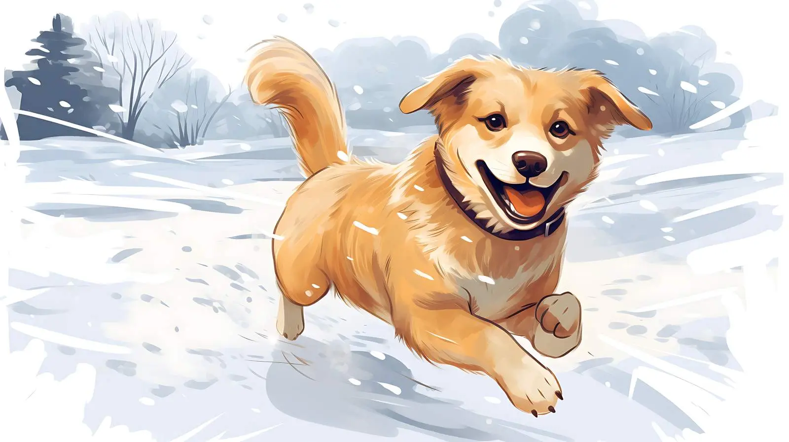 Joyful Puppy in Winter Wonderland — free download from Dotvec