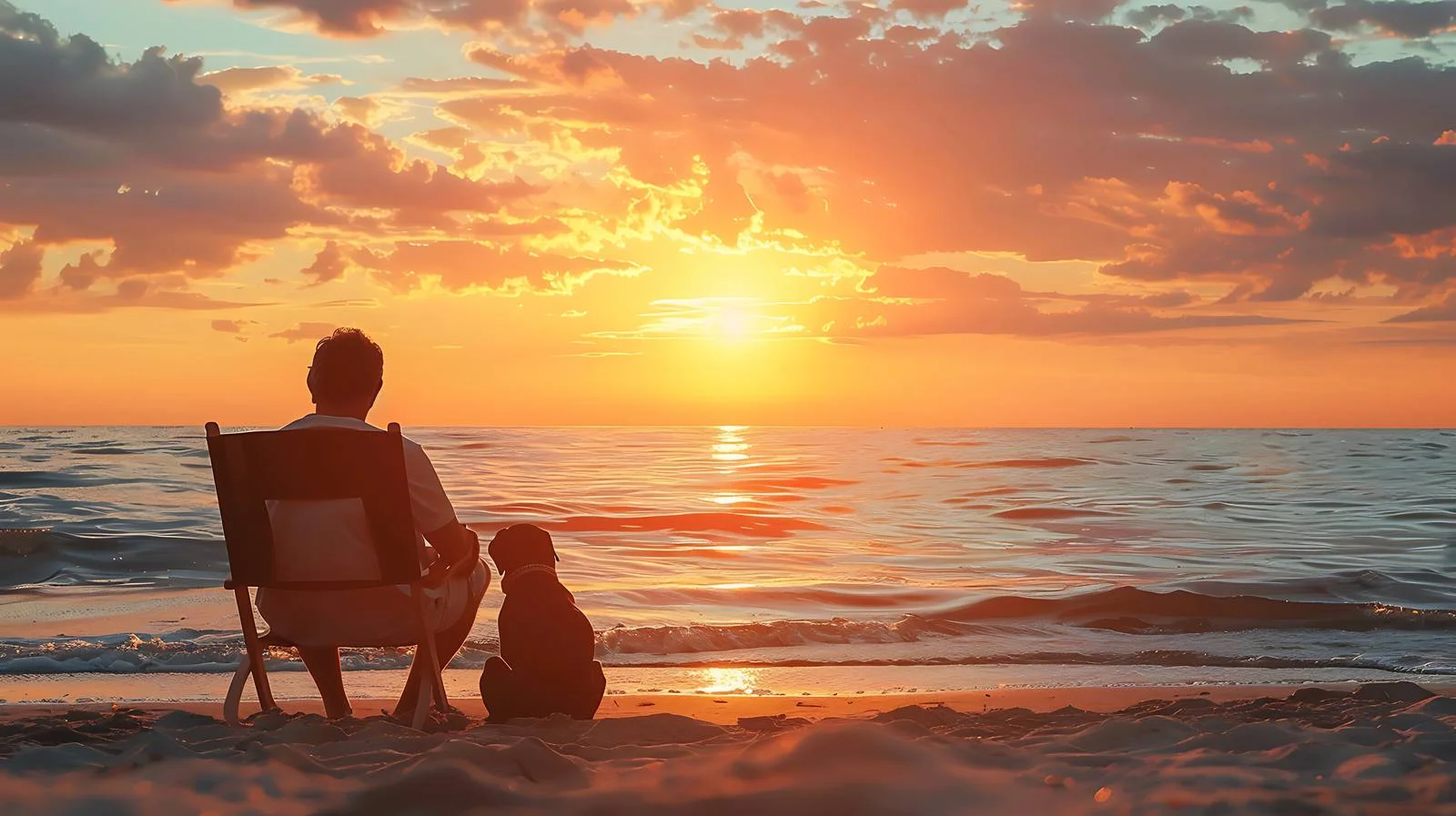 Beach Dog Owner Enjoying Scenery — free download from Dotvec