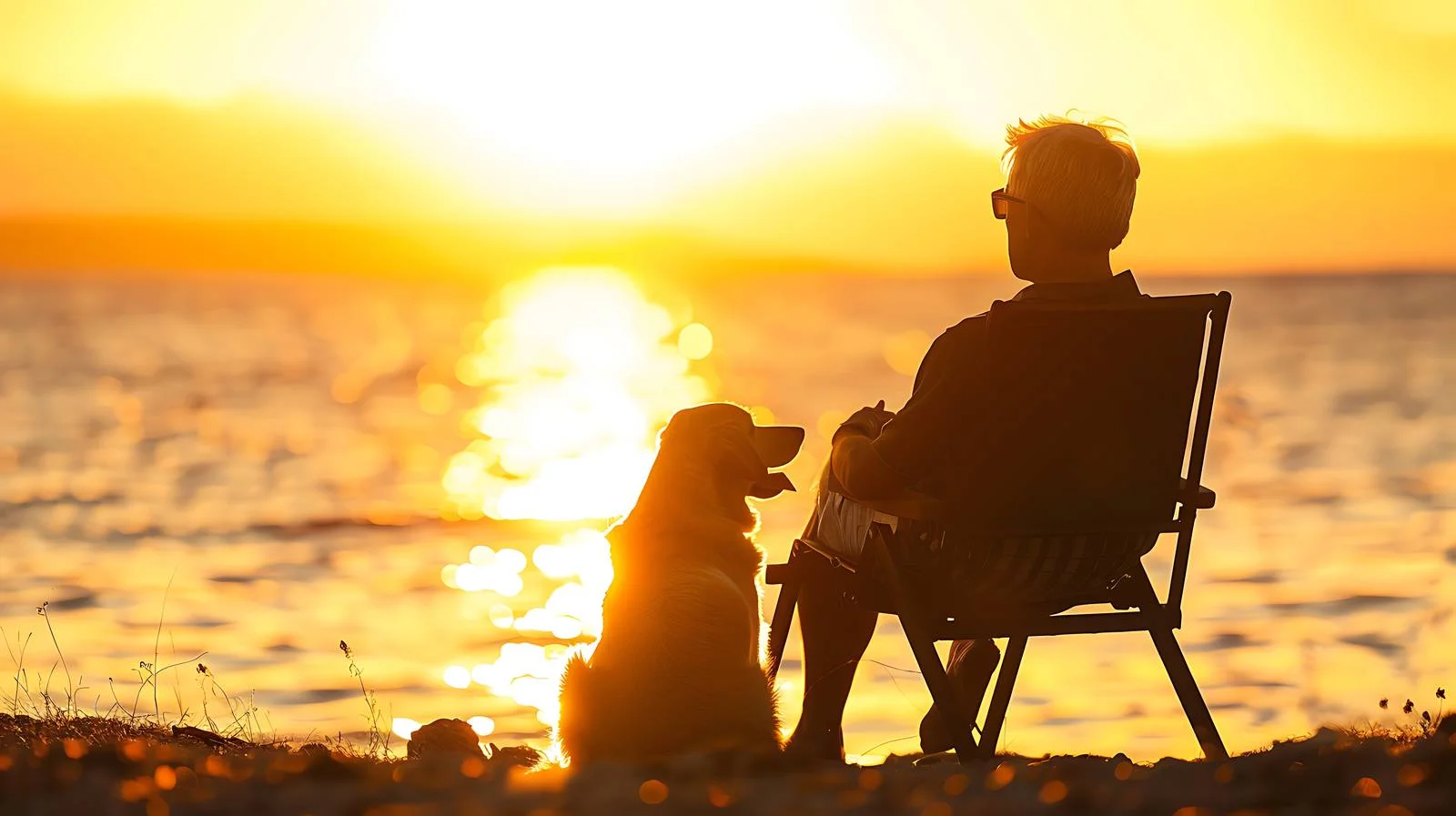 Beachside Dog Owner Relaxing on Chair — free download from Dotvec