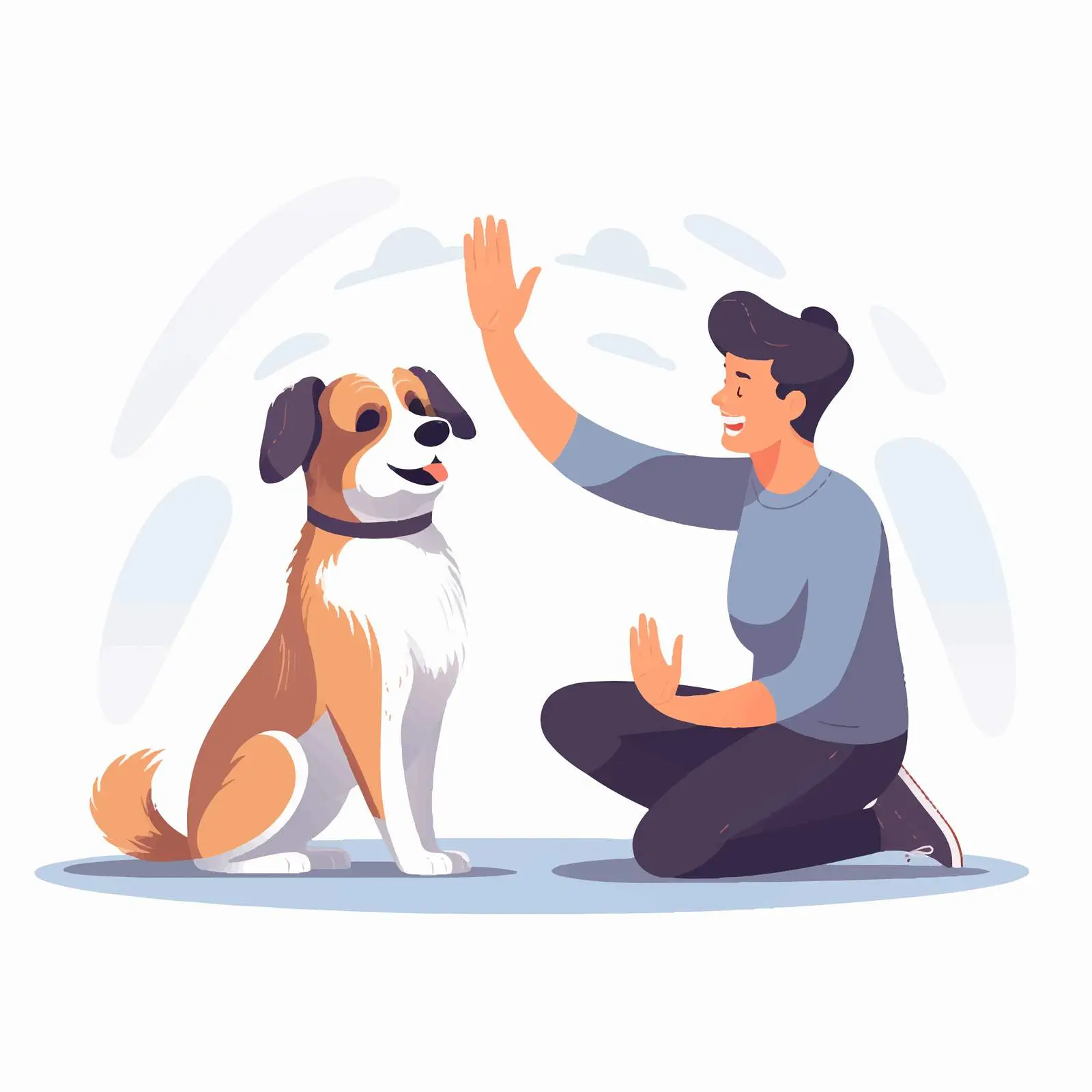 Cute Dog High Five Training Illustration — free download from Dotvec