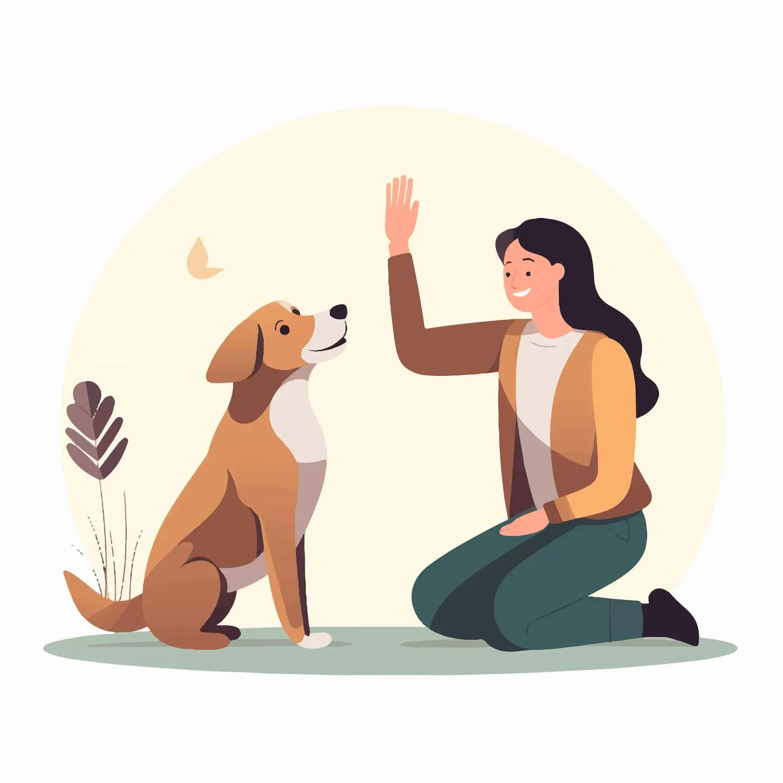 Owner Training Smart Dog to Give High Five — free download from Dotvec