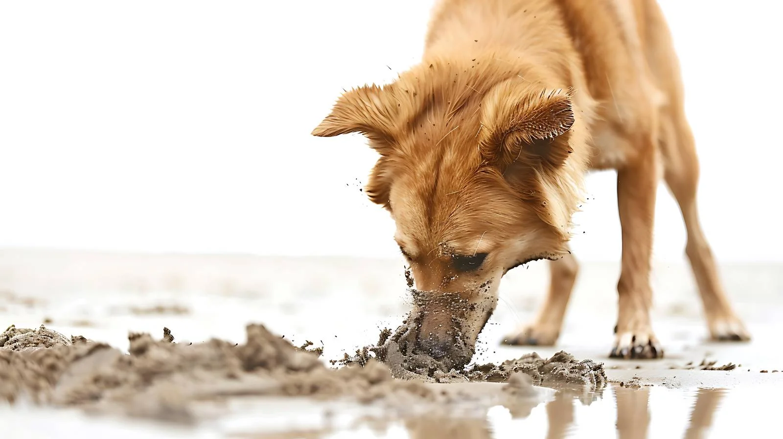 Playful Dog on Beach — free download from Dotvec