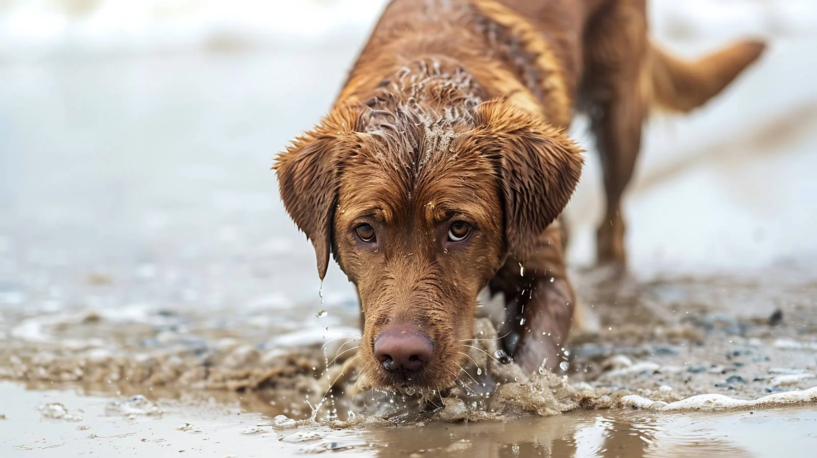 Playful Dog at Beach — free download from Dotvec