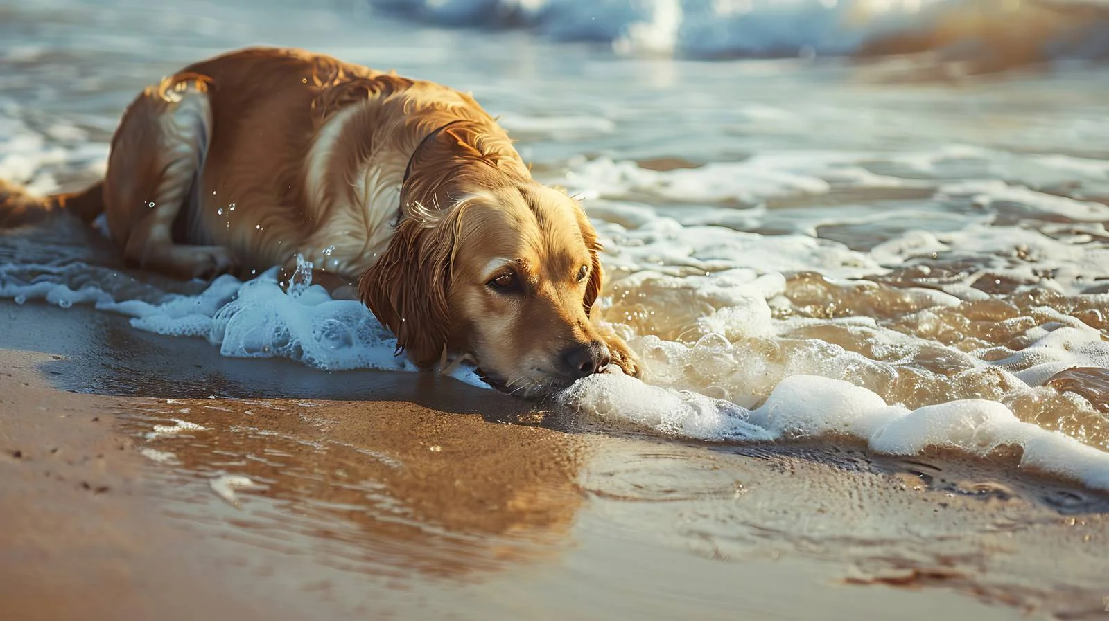 Dog Playful Beach Water Fun — free download from Dotvec