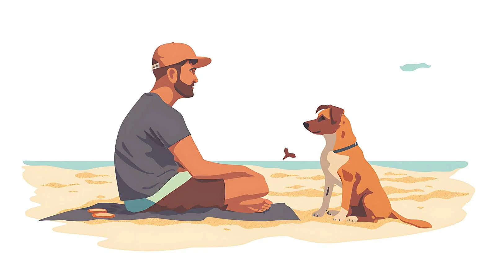 Dog Rest on Beach with Owner — free download from Dotvec