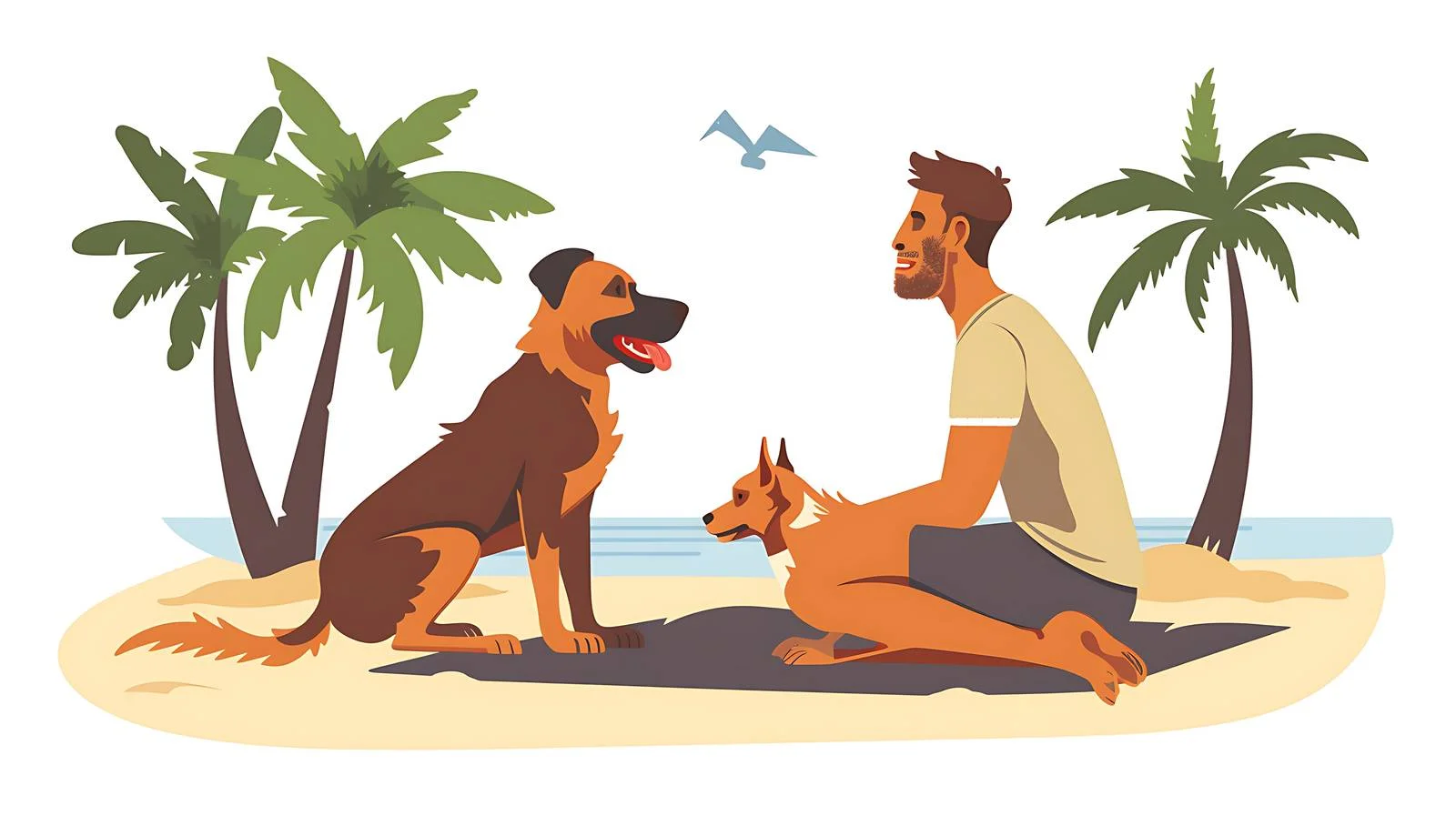 Man Rests with Dog at Beach — free download from Dotvec