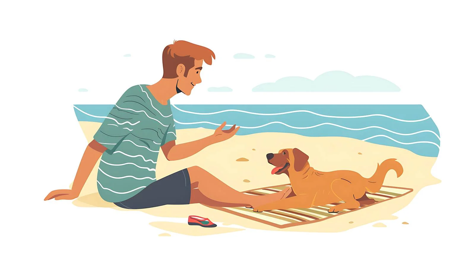 Dog Rest on Beach with Owner — free download from Dotvec