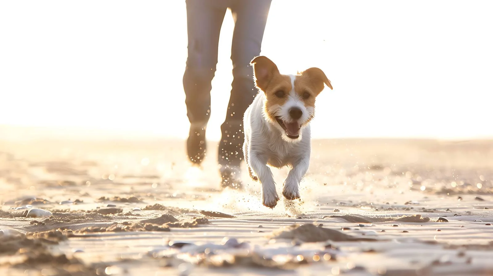 Dog Enjoying Beach Run with Owner — free download from Dotvec