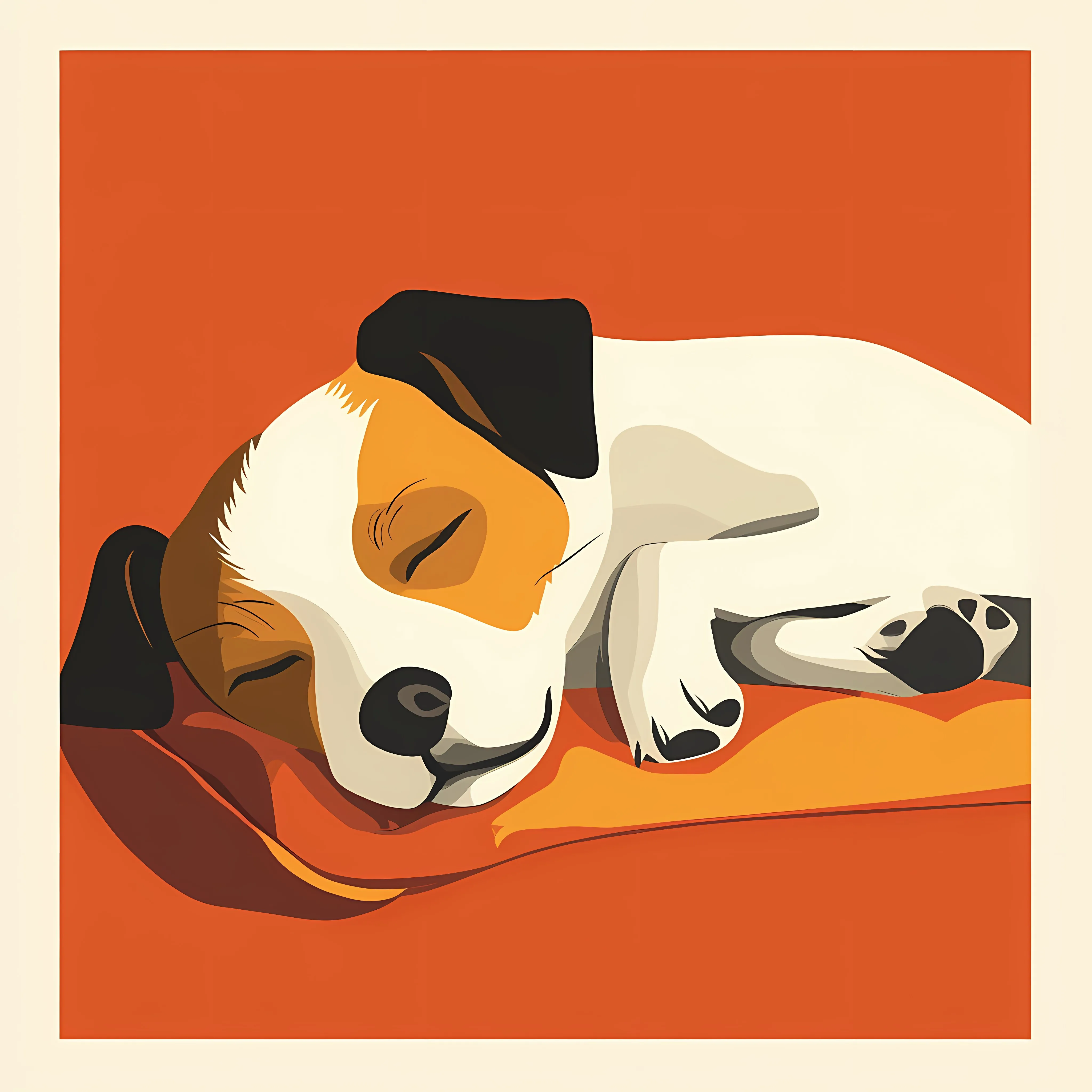 Sleeping Dog on Cushion Vector Illustration — free download from Dotvec