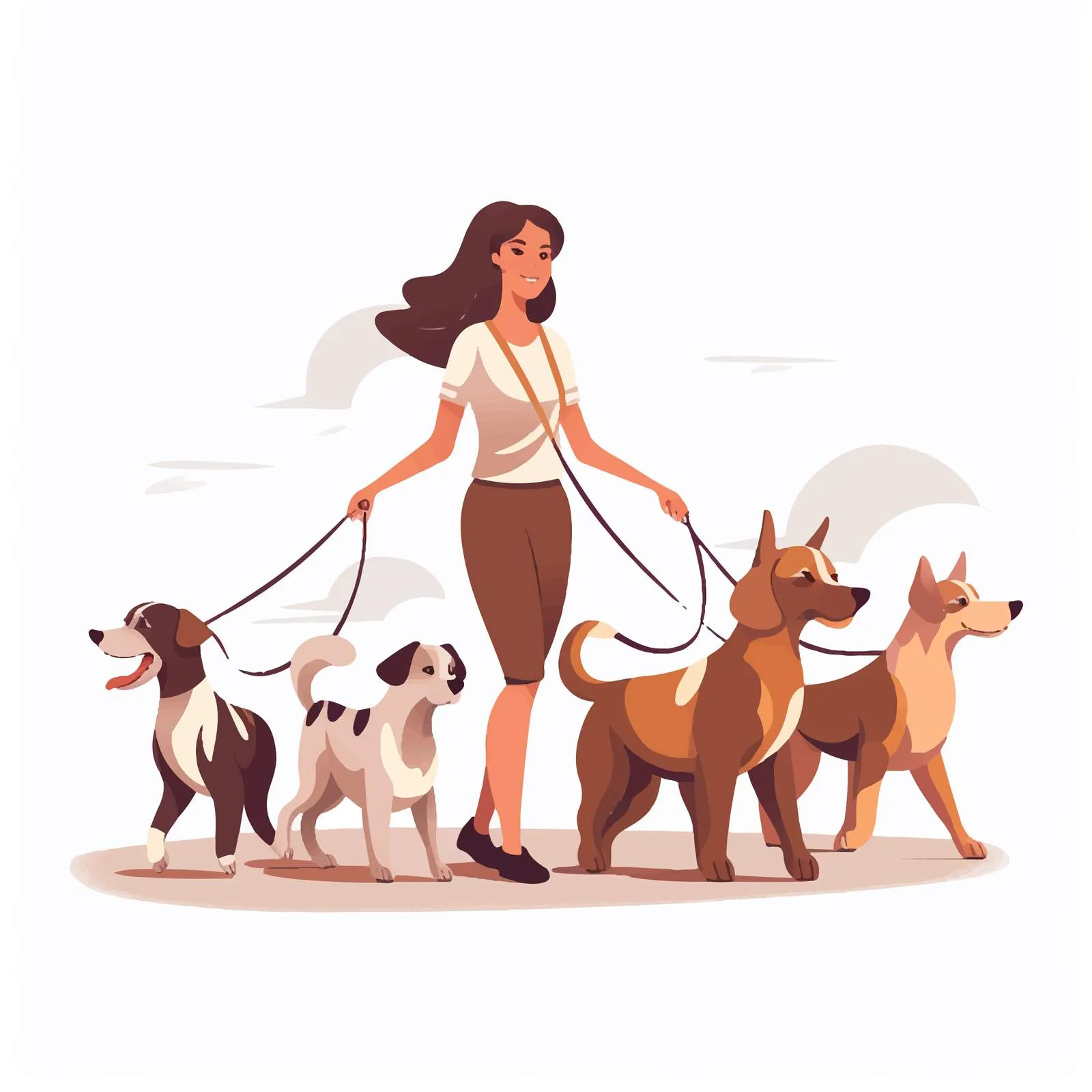 Woman Walking Dogs on Leashes — free download from Dotvec