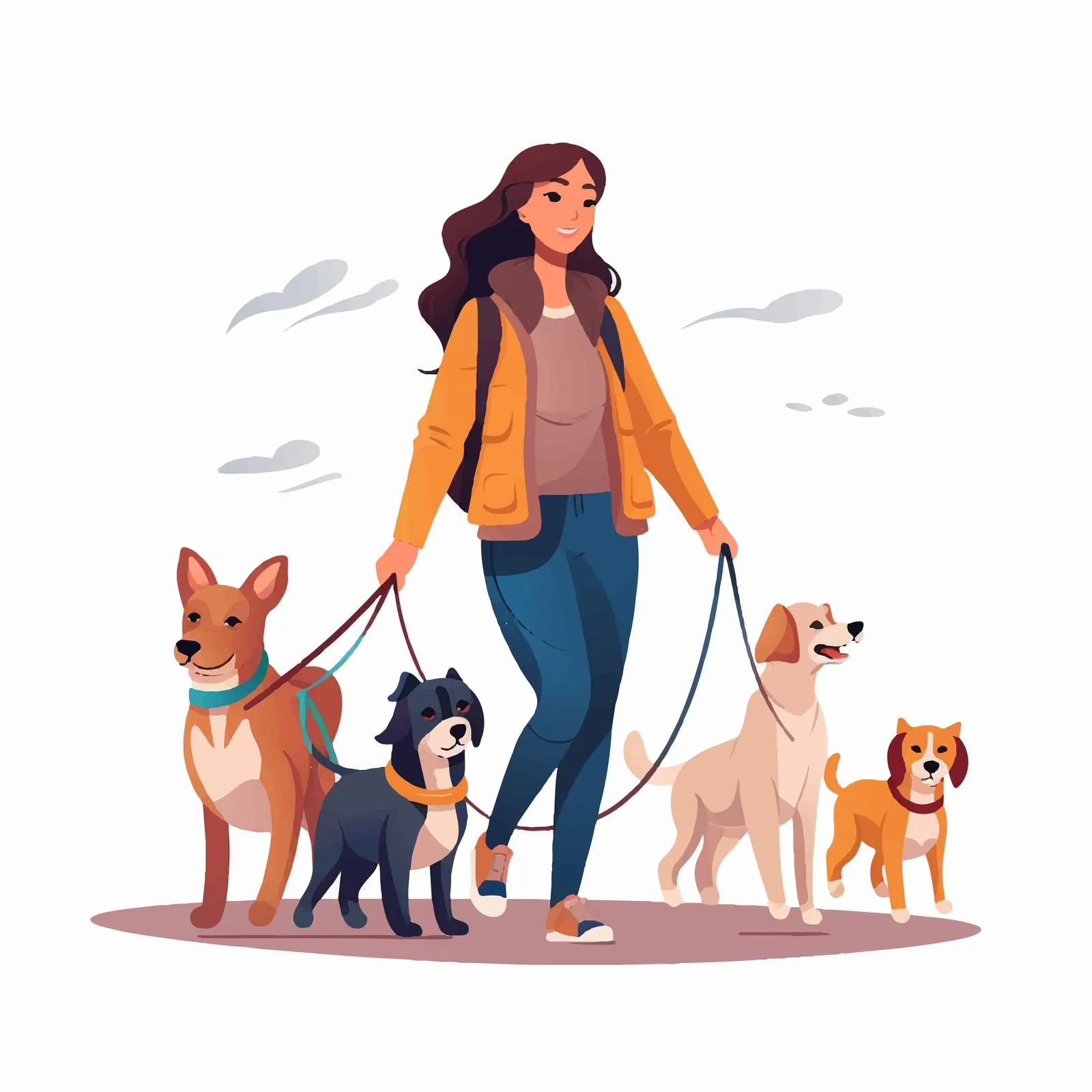 Dog Walker with Leashed Dogs – free leashed pet image from Dotvec