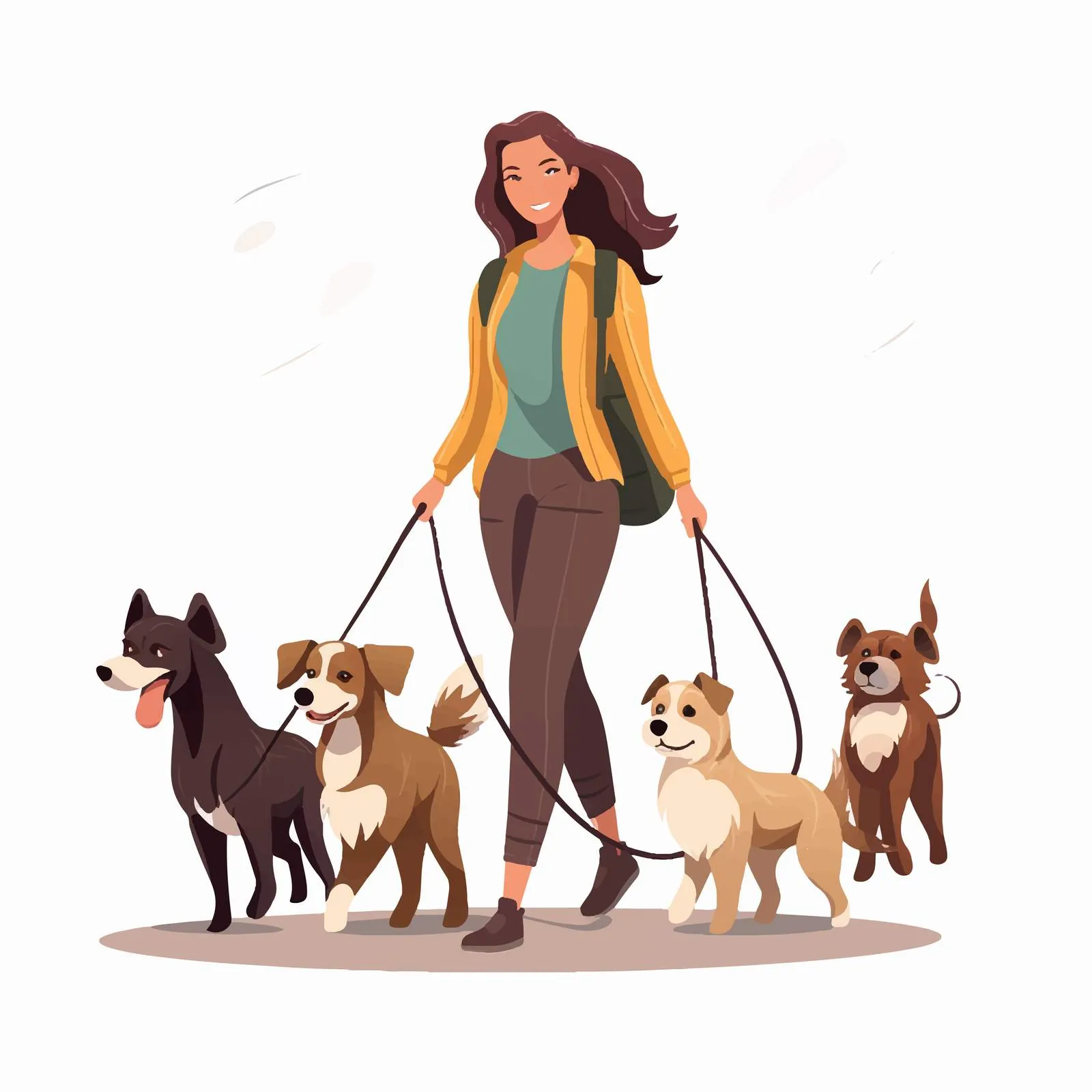 Professional Dog Walker with Happy Dogs — free download from Dotvec