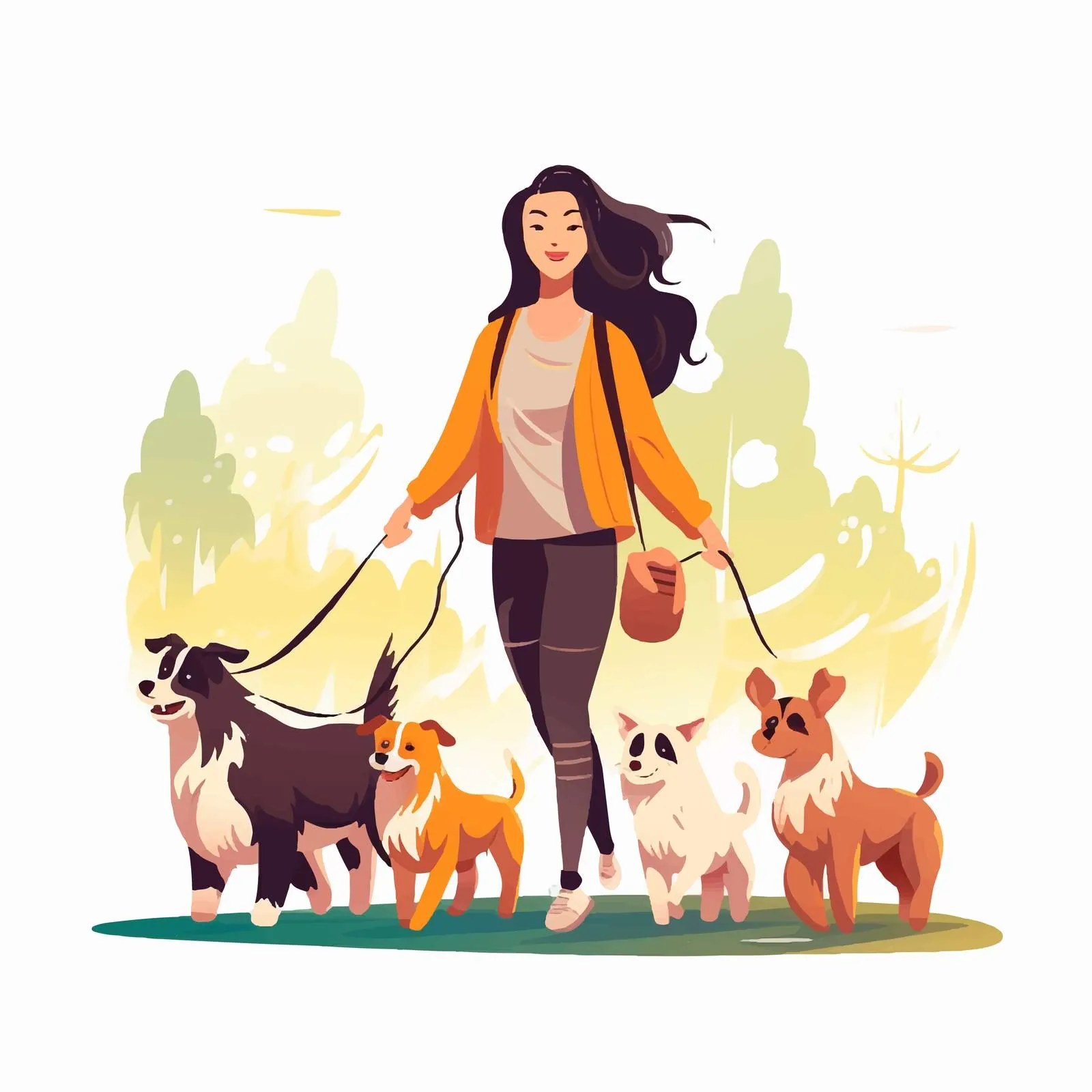 Dog Walker and Pet Sitter with Leashed Dogs — free download from Dotvec