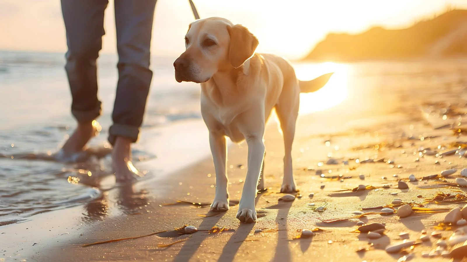 Beach Dog Walking With Owner — free download from Dotvec