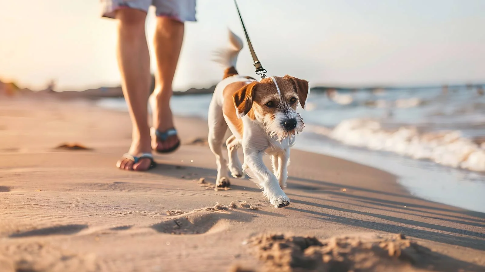 Beach Dog Walking with Owner — free download from Dotvec