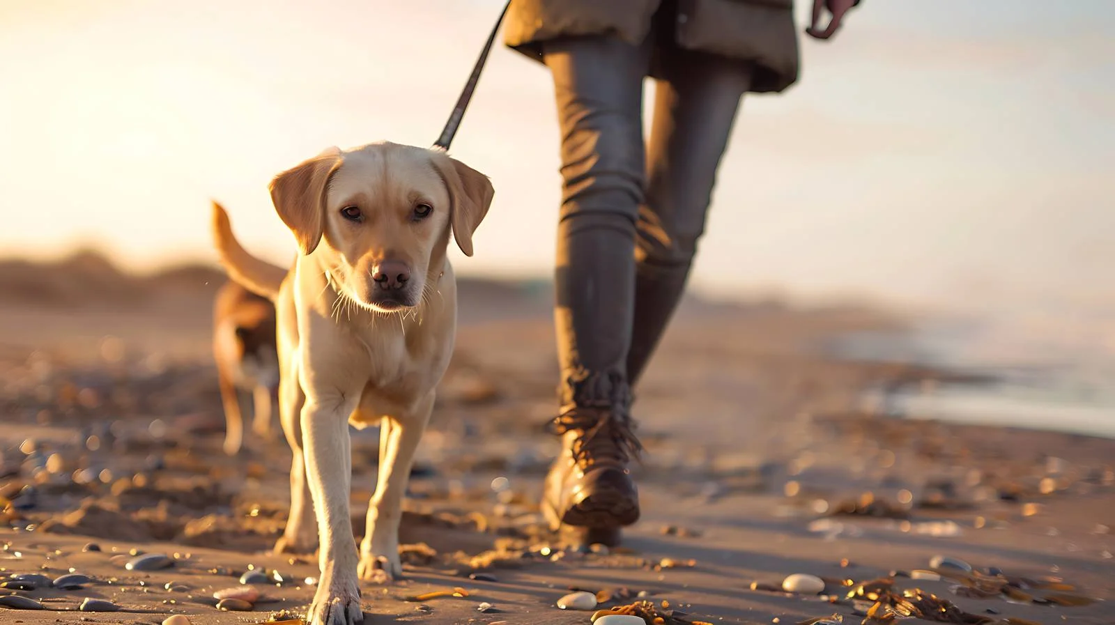 Beach Dog Walking with Owner — free download from Dotvec