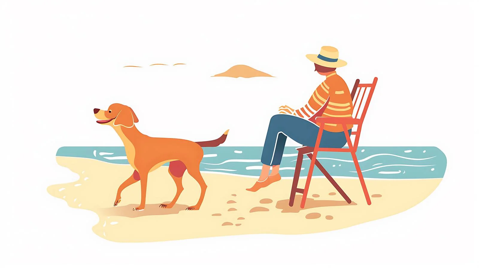 Beachside Dog Walking with Owner Relaxing — free download from Dotvec