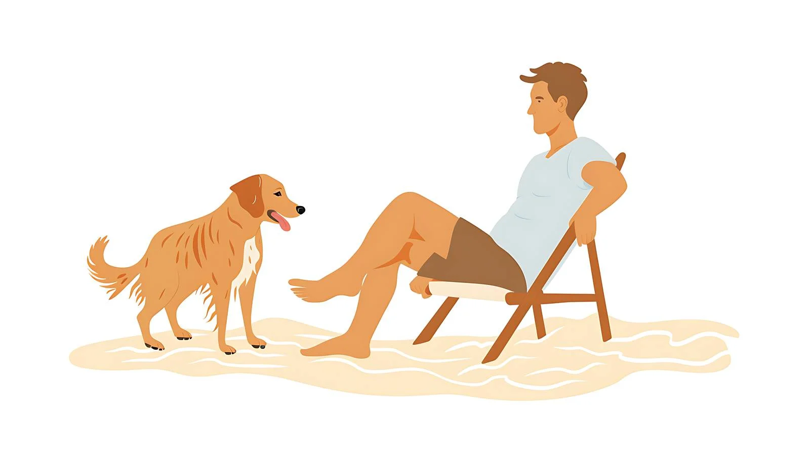 Beach Scene with Dog and Owner — free download from Dotvec