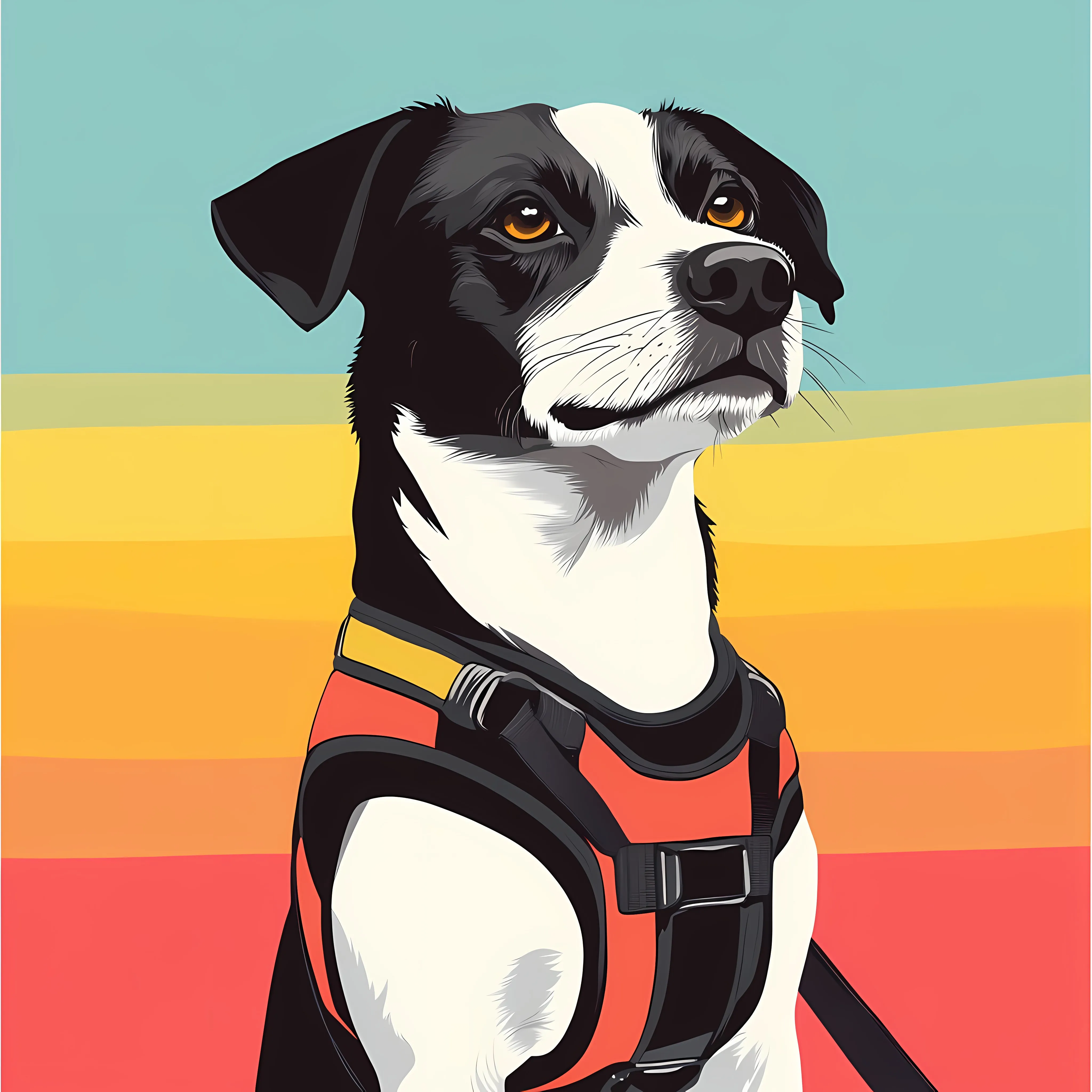 Flat Vector Illustration of Dog with Harness Vest — free download from Dotvec