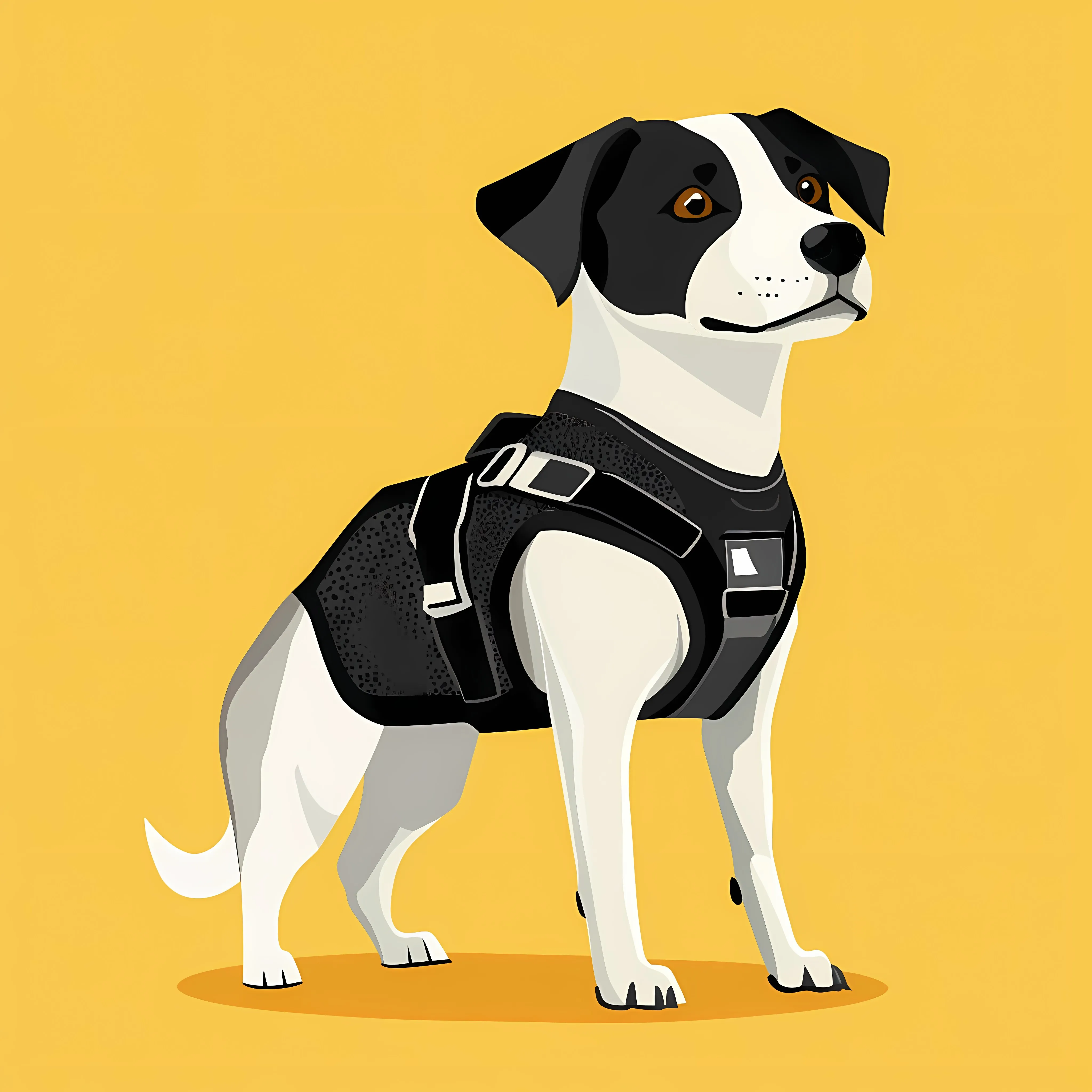 Flat Vector Illustration of Dog with Harness Vest — free download from Dotvec
