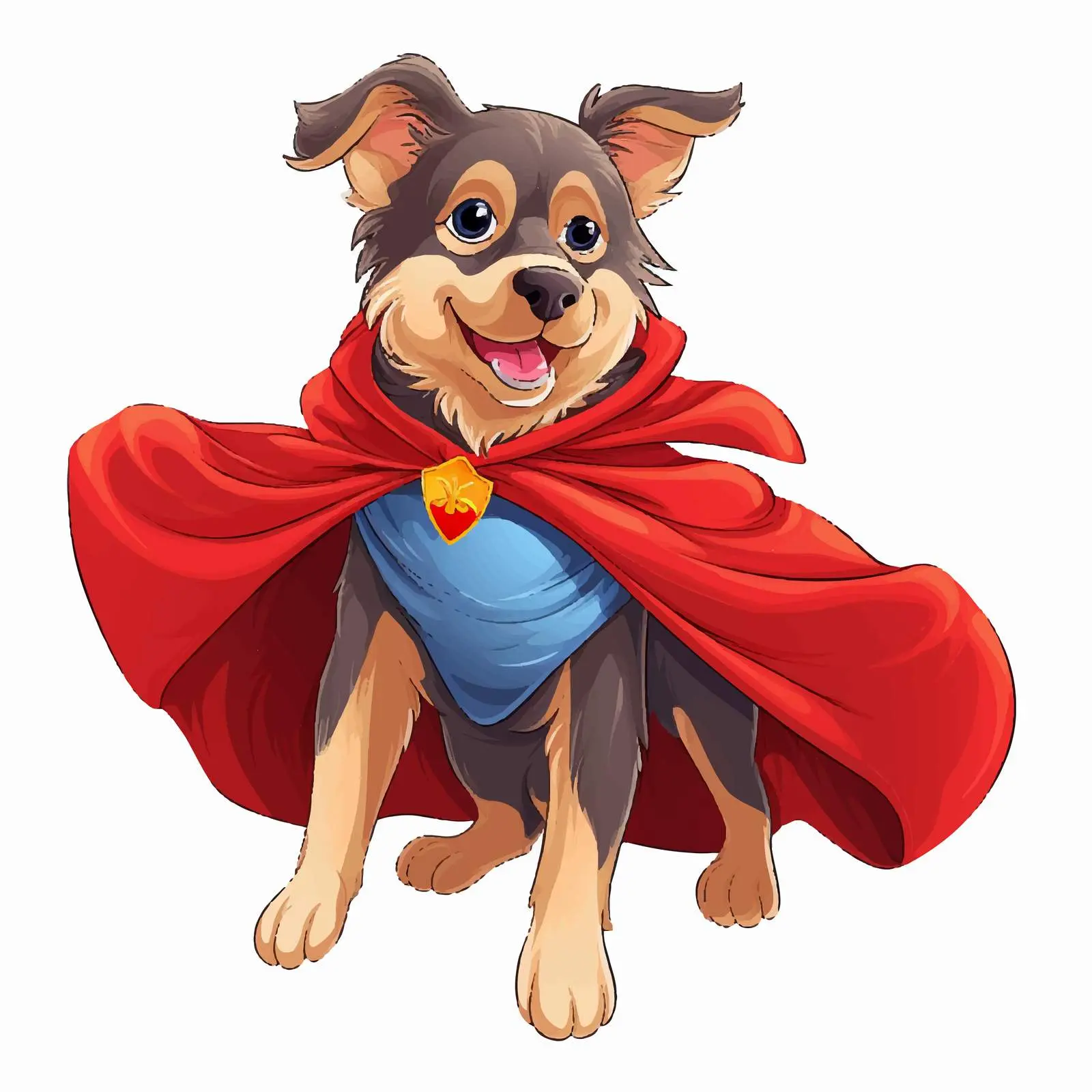 Flying Dog in Red Cape Cartoon Illustration — free download from Dotvec