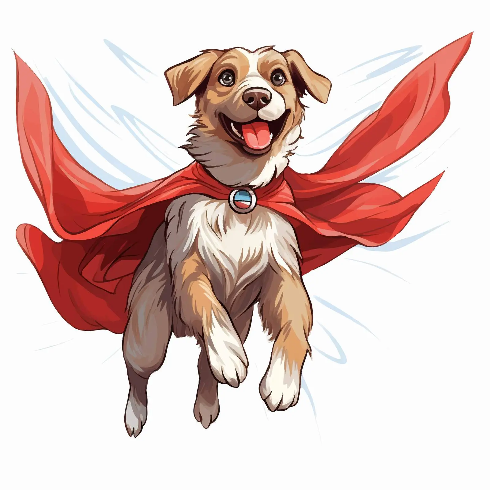 Super Dog in Red Cape Flying Illustration — free download from Dotvec