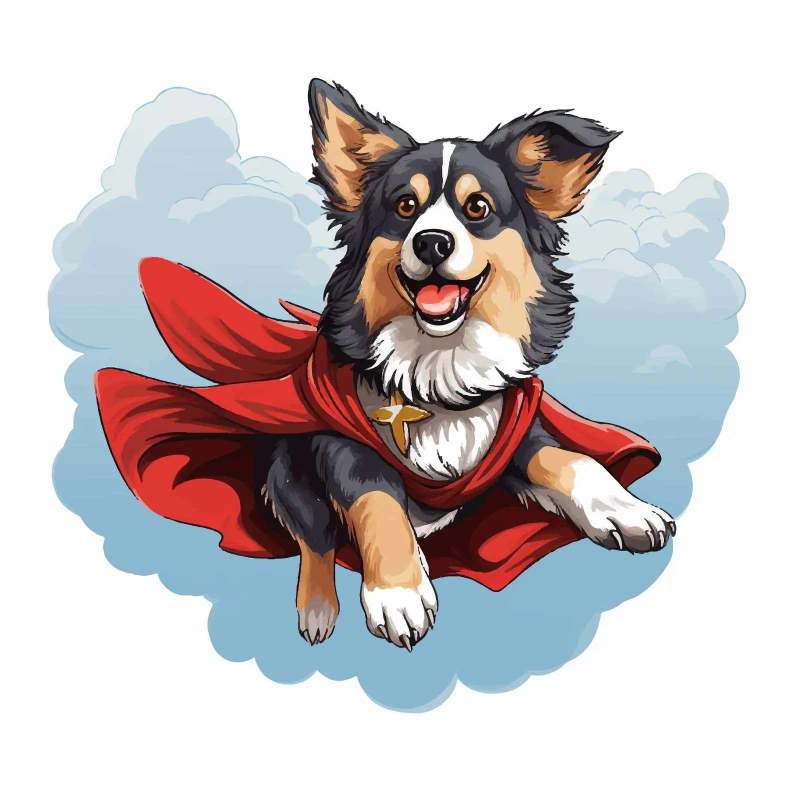 Flying Dog in Red Cape Vector Illustration — free download from Dotvec