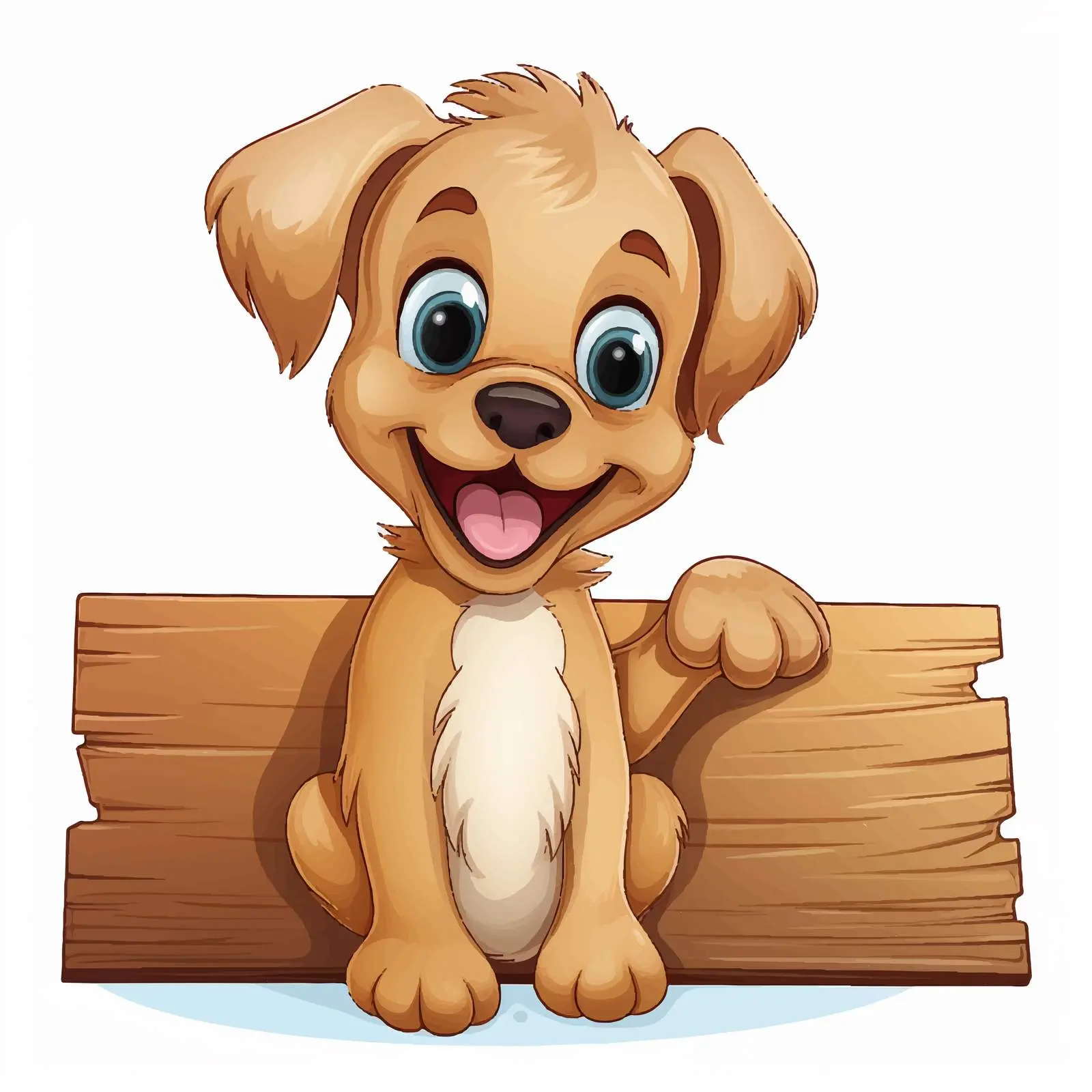 Cartoon Dog with Wooden Sign Banner Illustration — free download from Dotvec