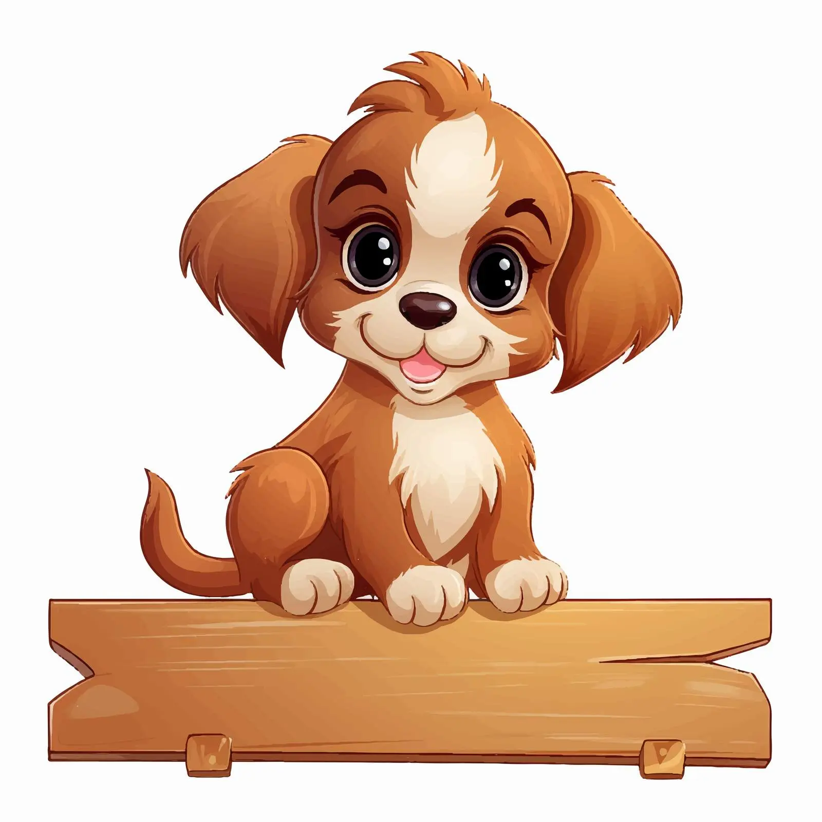 Cartoon Dog with Wooden Sign Banner Illustration — free download from Dotvec