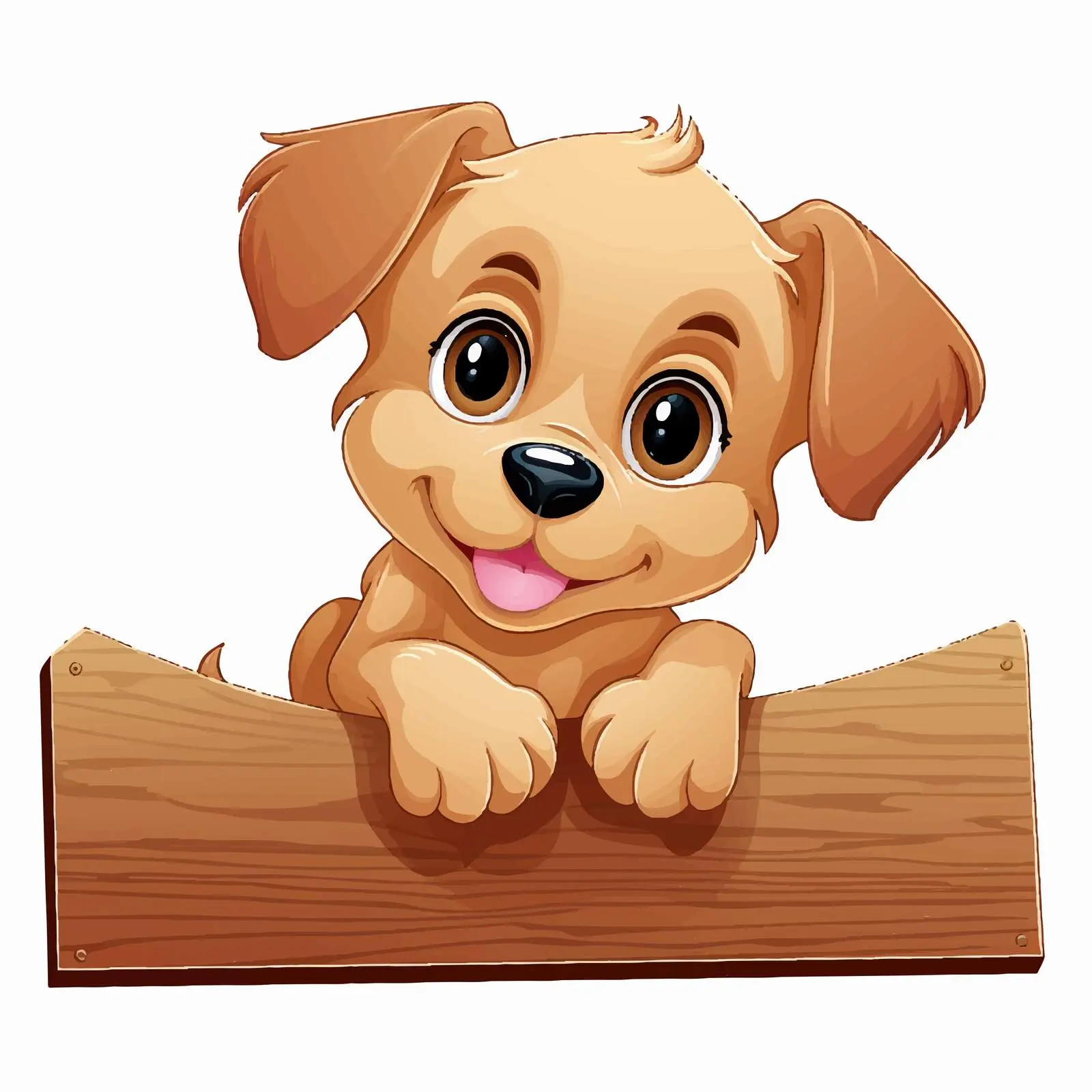 Cartoon Dog with Wooden Sign Banner Illustration — free download from Dotvec