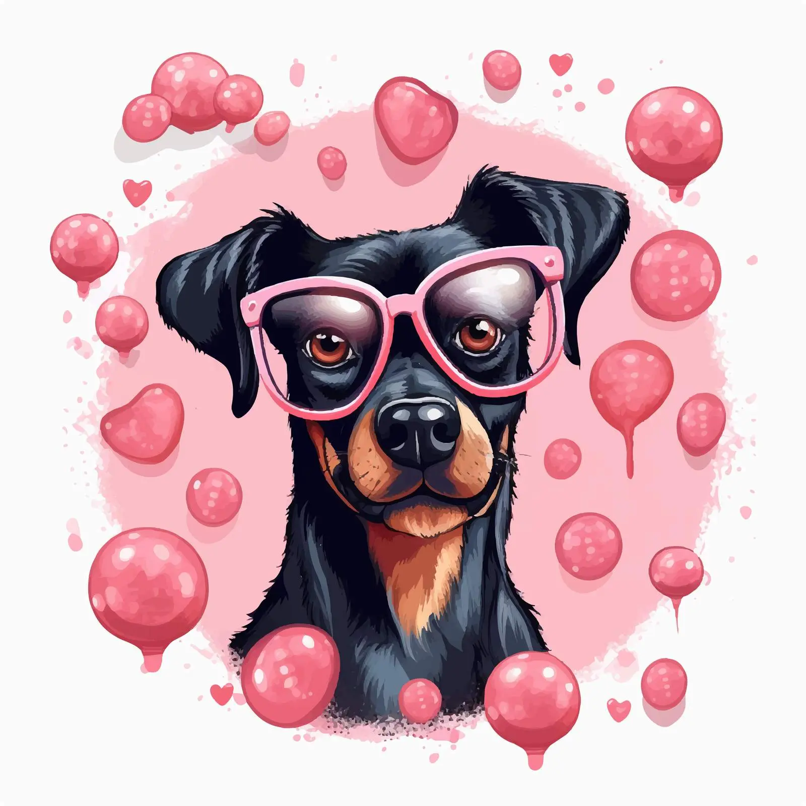 Cute Dogs in Pink Hearts and Glasses Design — free download from Dotvec