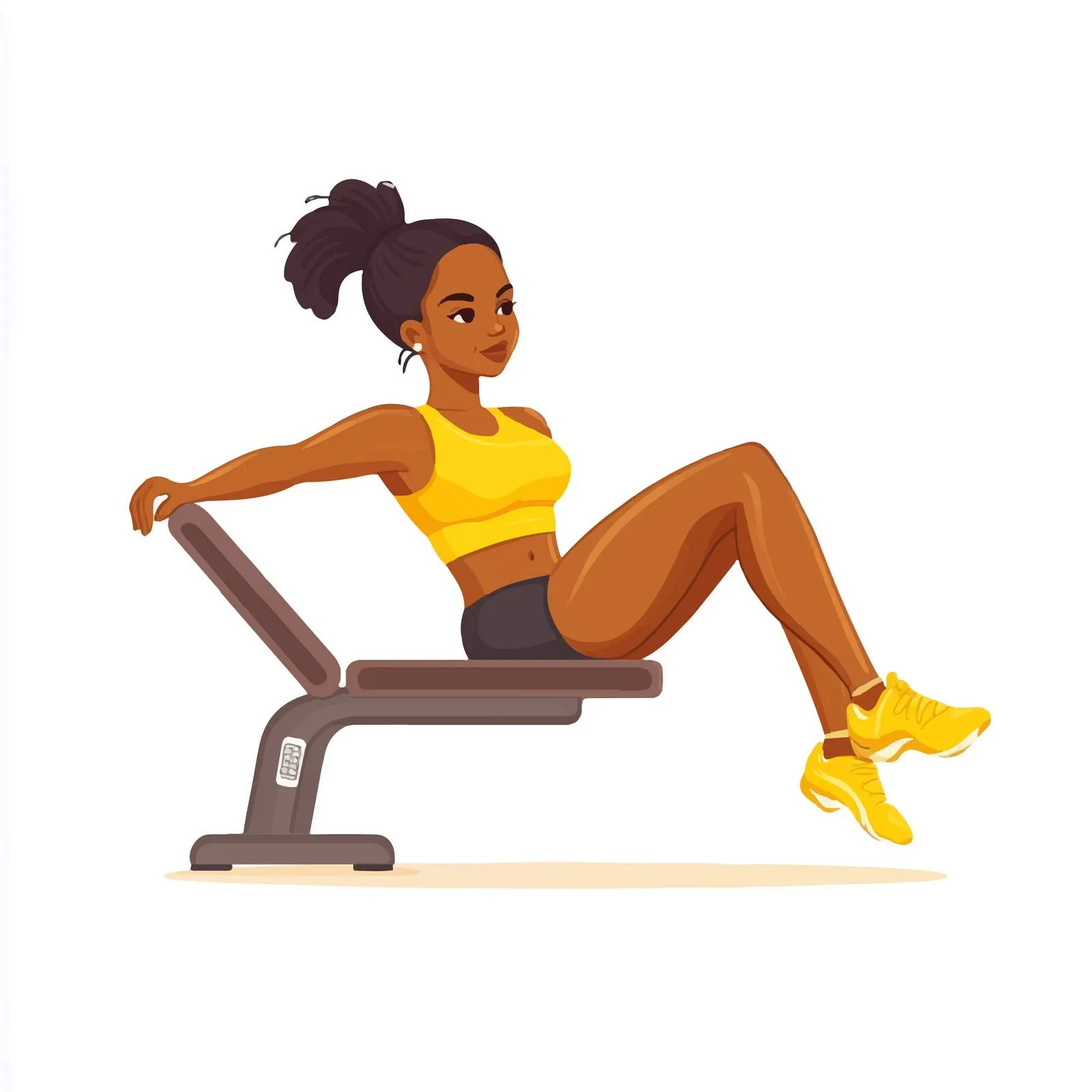 Black Woman Doing Crunches on Ab Bench — free download from Dotvec