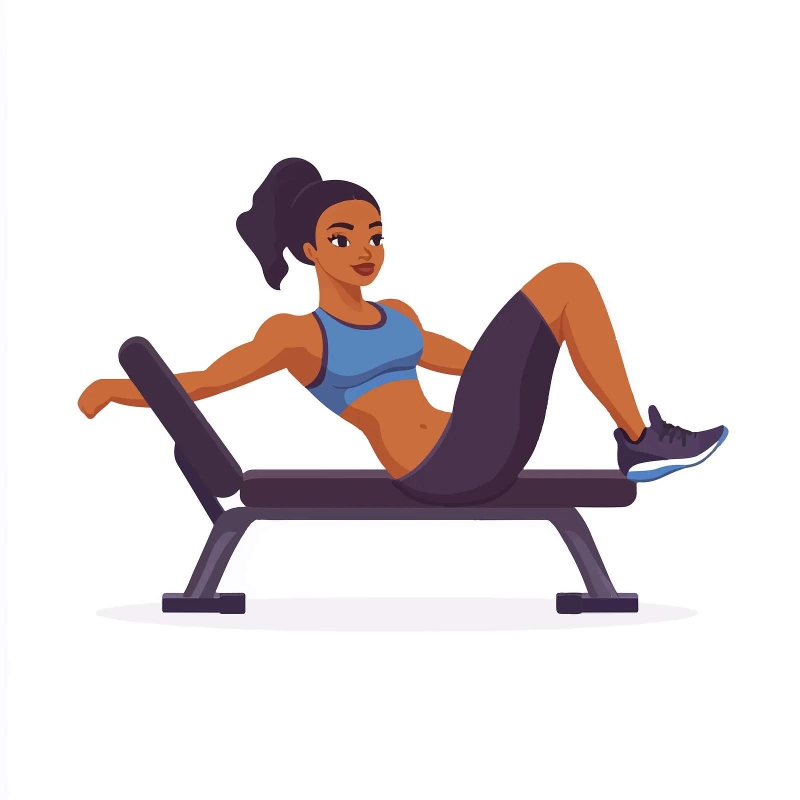 Black Woman Training with Ab Bench and Crunches – free empowered image from Dotvec