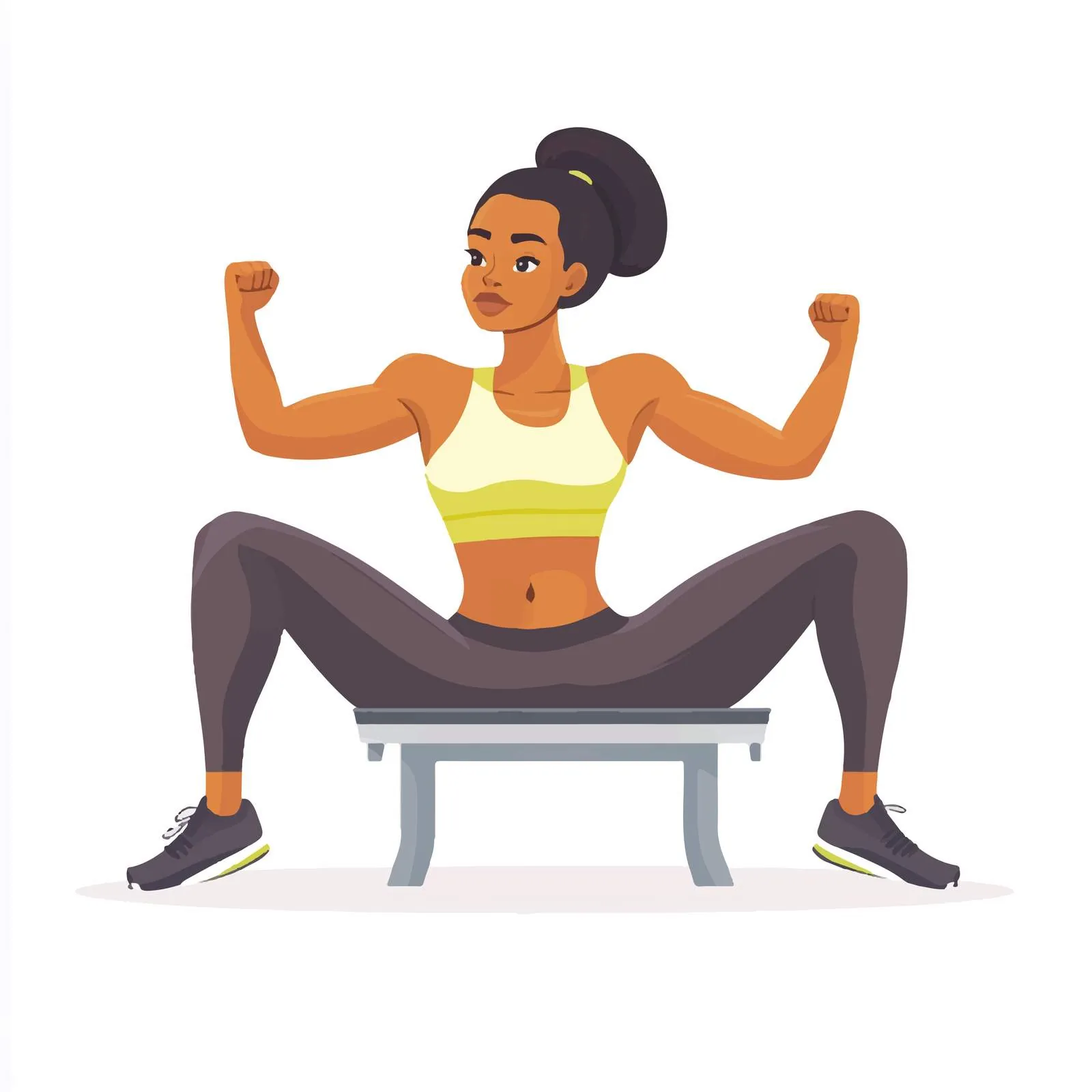 Black Woman Training with Ab Bench — free download from Dotvec