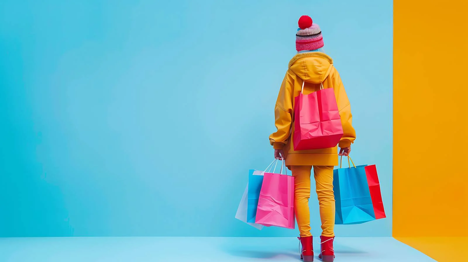 Vibrant Doll Pose with Shopping Bag — free download from Dotvec