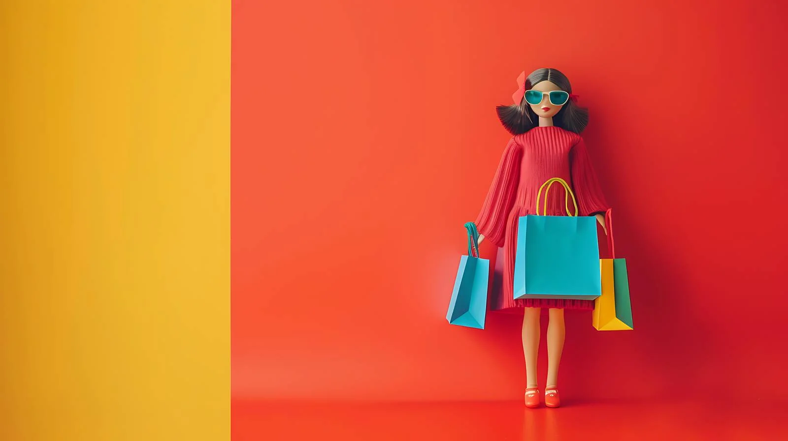 Colorful Doll Shopping Bag Display — free download from Dotvec
