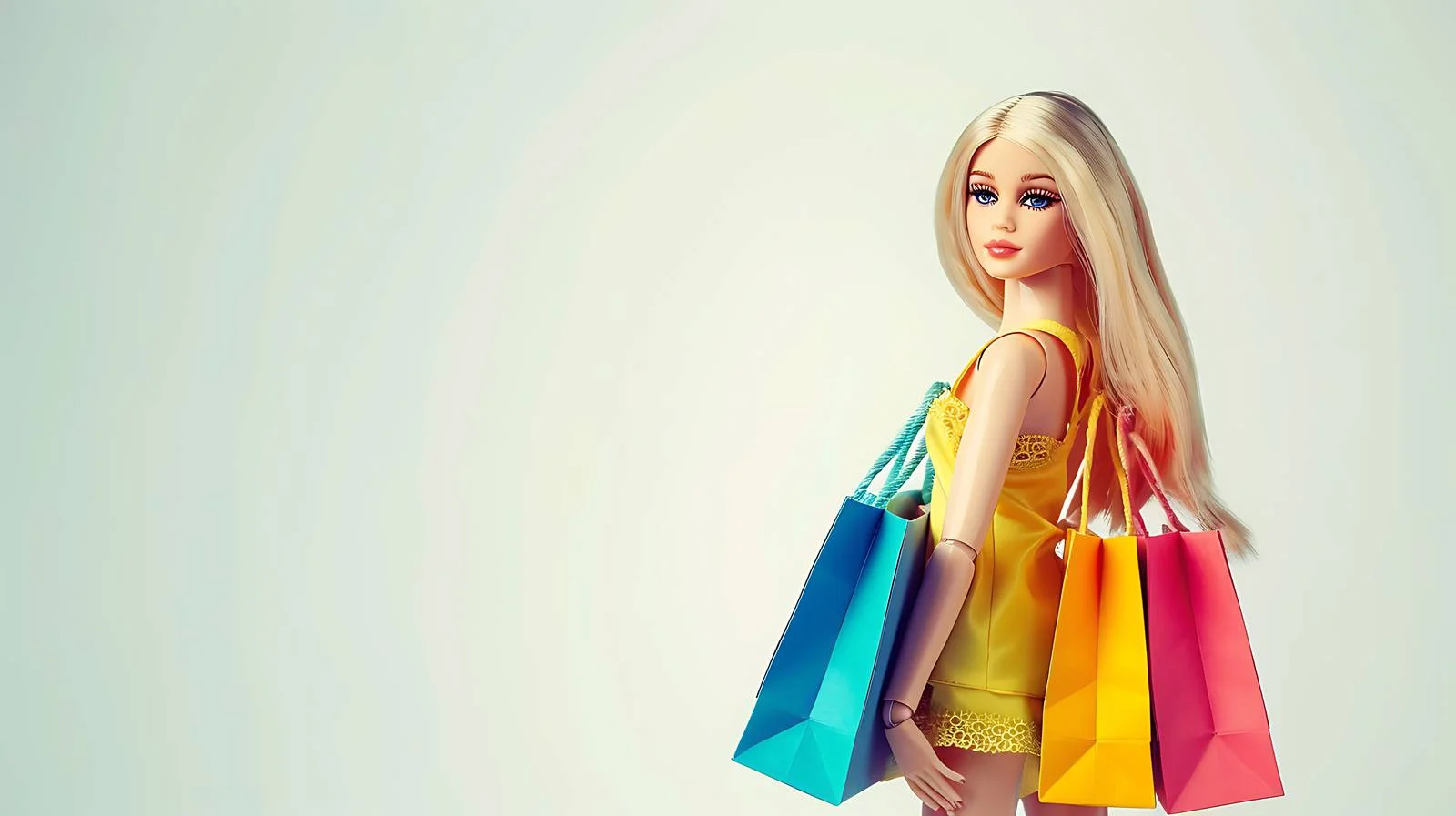 Chic Doll with Colorful Shopping Bag — free download from Dotvec