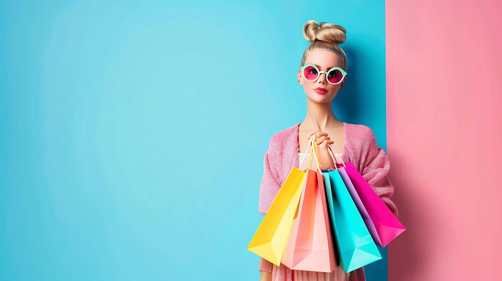 Colorful Doll Shopping Bag Display — free download from Dotvec