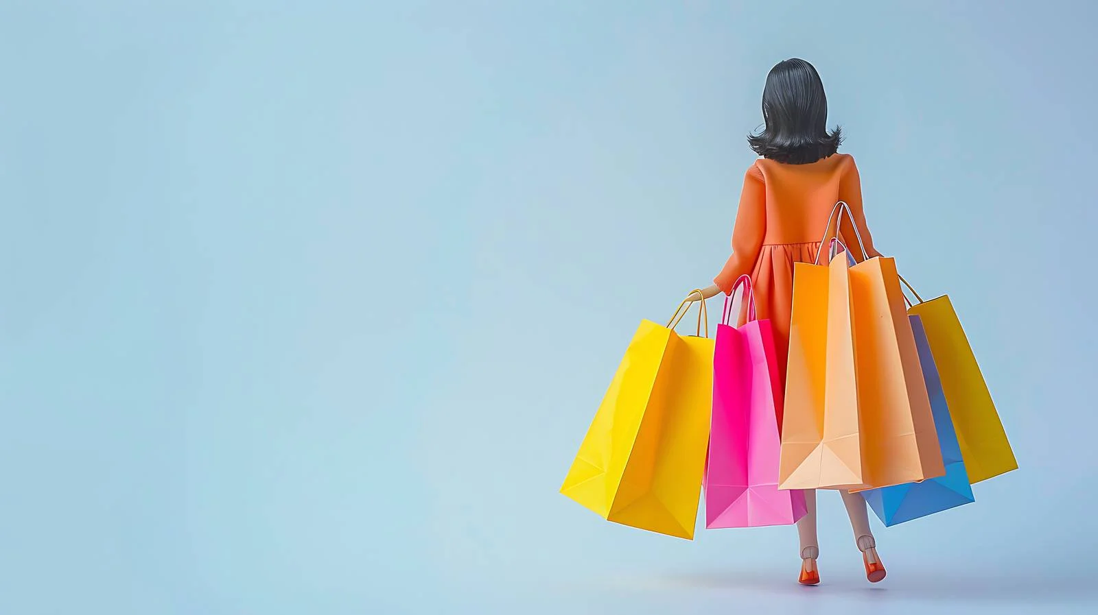Doll with Colorful Shopping Bags — free download from Dotvec
