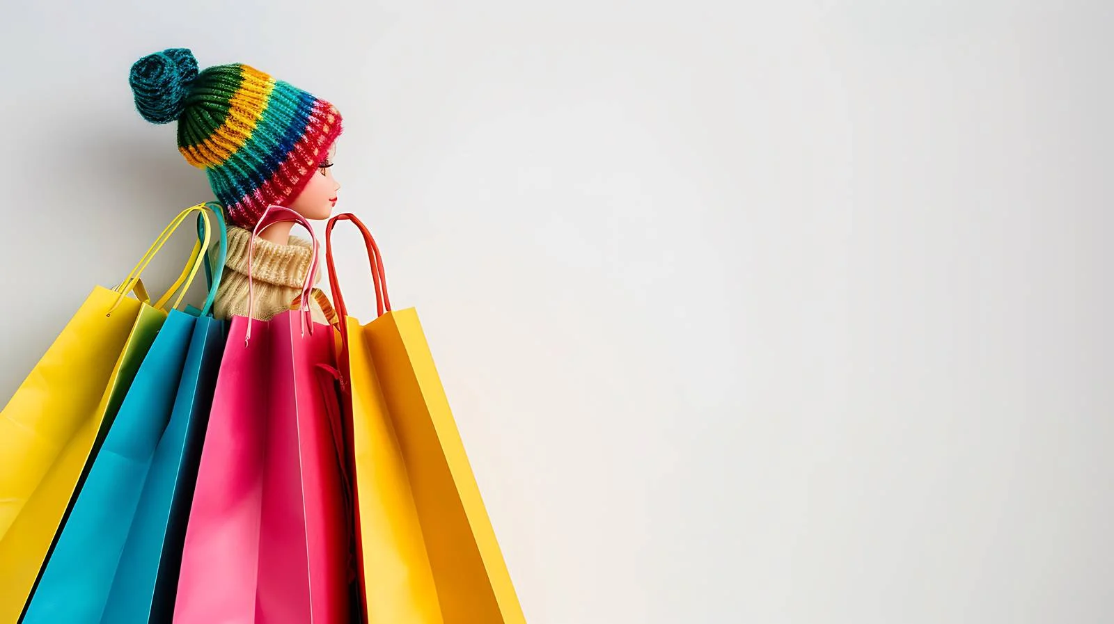 Colorful Doll with Shopping Bags — free download from Dotvec