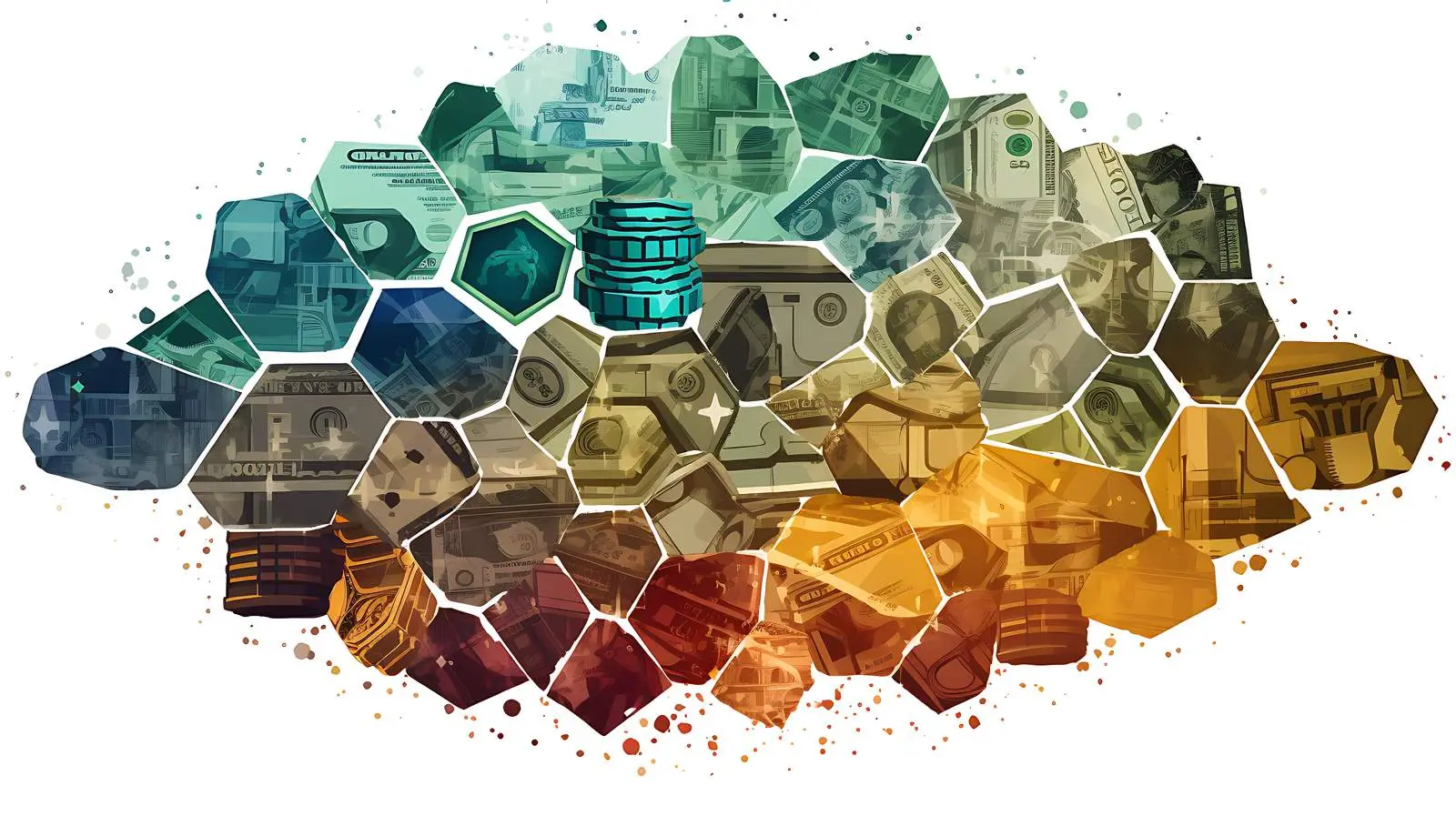 Dollar Hexagon Rugged Items Composition — free download from Dotvec