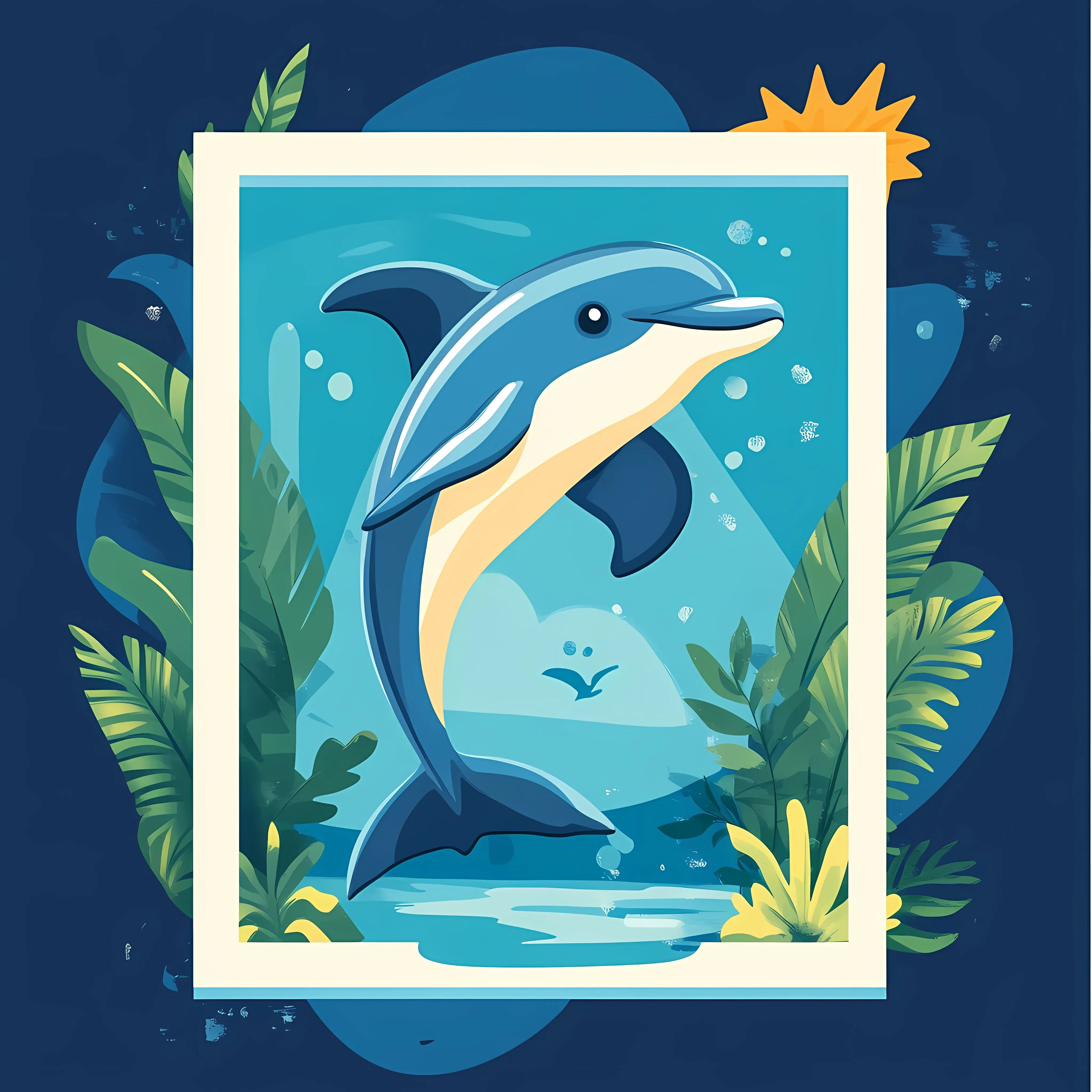 Cute Cartoon Dolphin Vector Illustration — free download from Dotvec