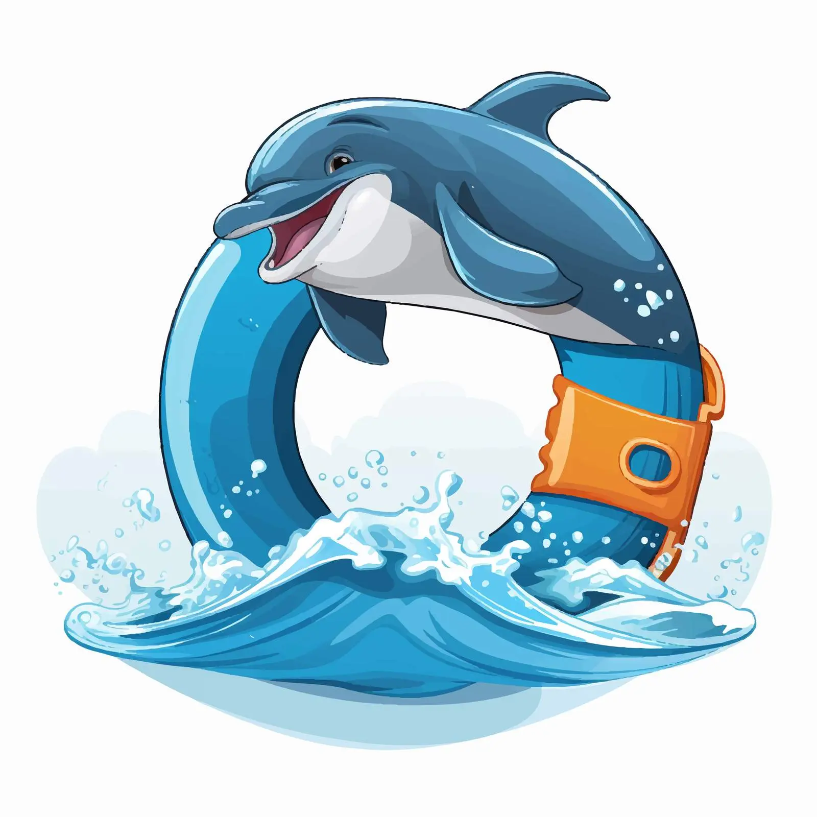 Dolphin Leaping with Life Preserver Vector Illustration — free download from Dotvec