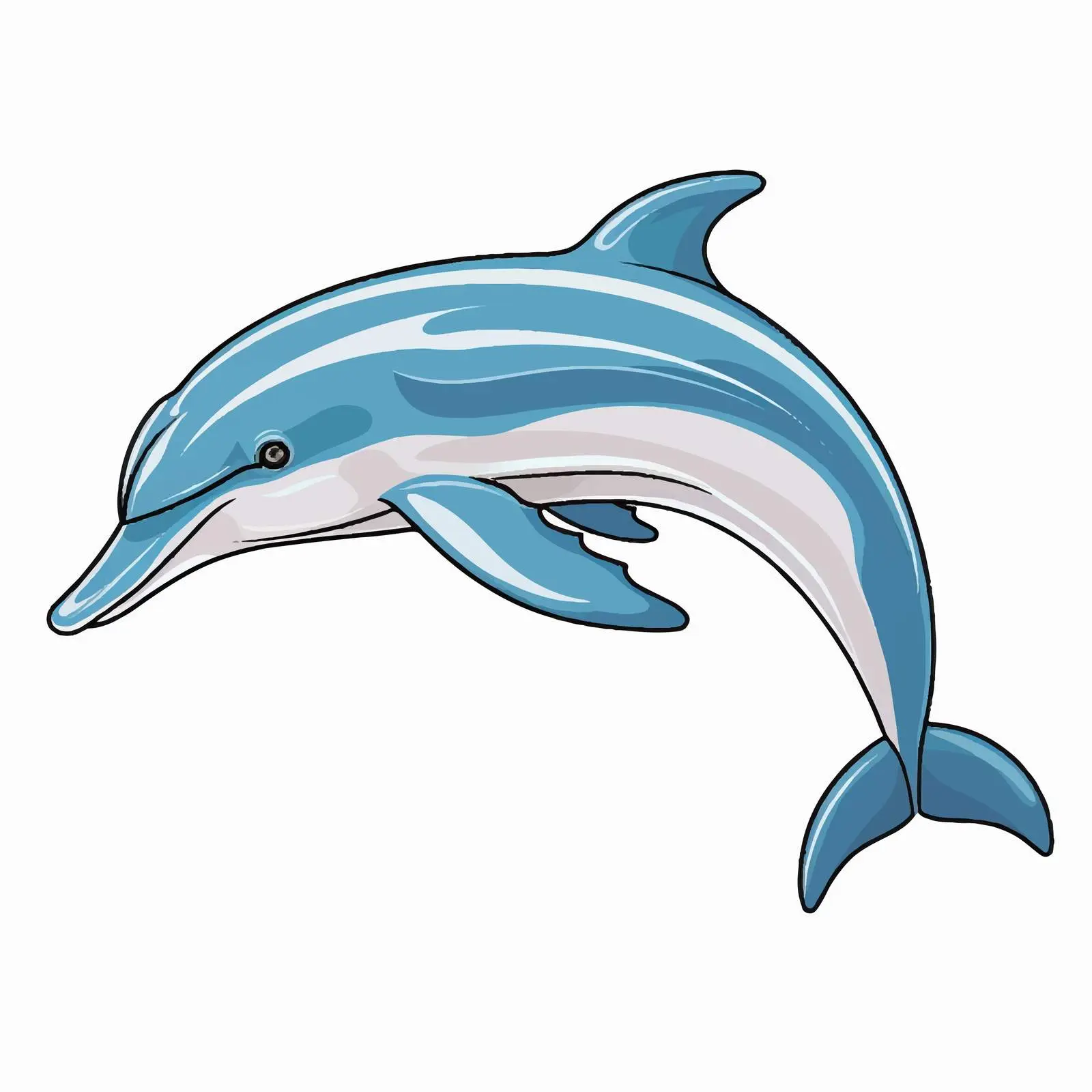 Dolphin Outline Vector Illustration on White Background – free ocean animal image from Dotvec
